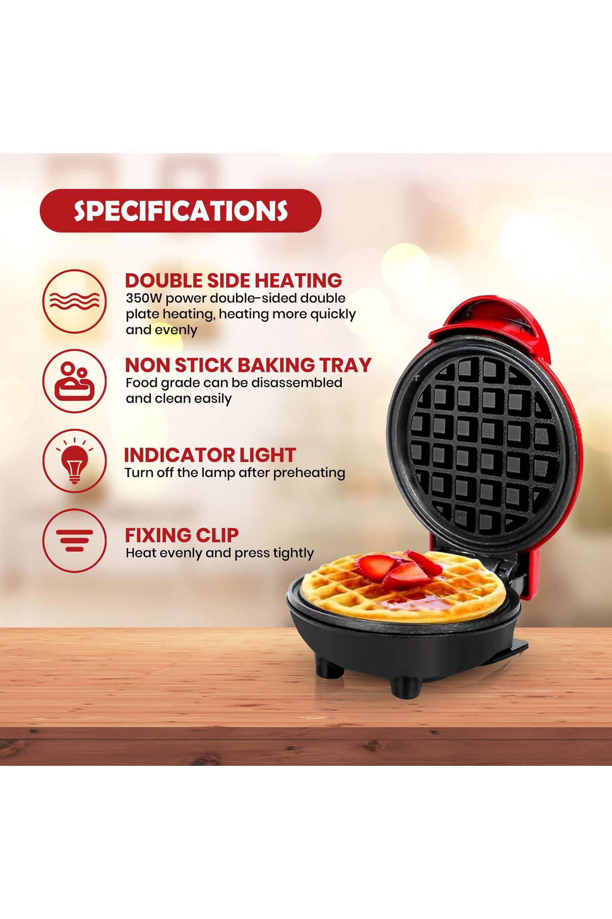 JINOU-4" Mini Waffle Maker - Premium Plastic & Non-Stick - Makes Pancakes, Brownies, & More 6