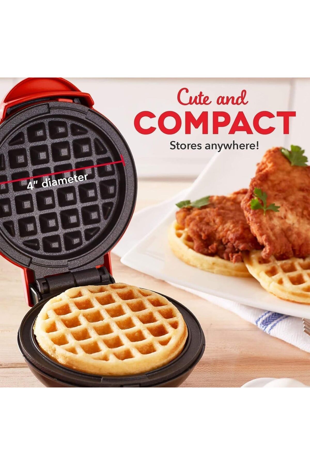 JINOU-4" Mini Waffle Maker - Premium Plastic & Non-Stick - Makes Pancakes, Brownies, & More 8