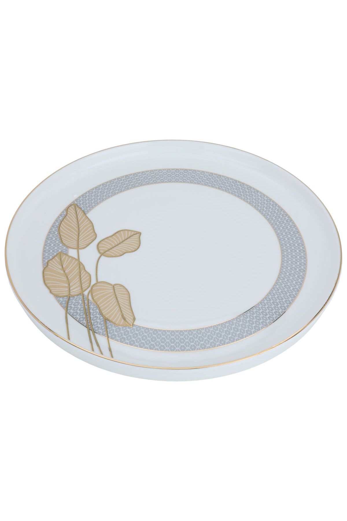 Alsaif Gallery-A set of white circular serving plates with a floral pattern with gold, 16 pieces 4