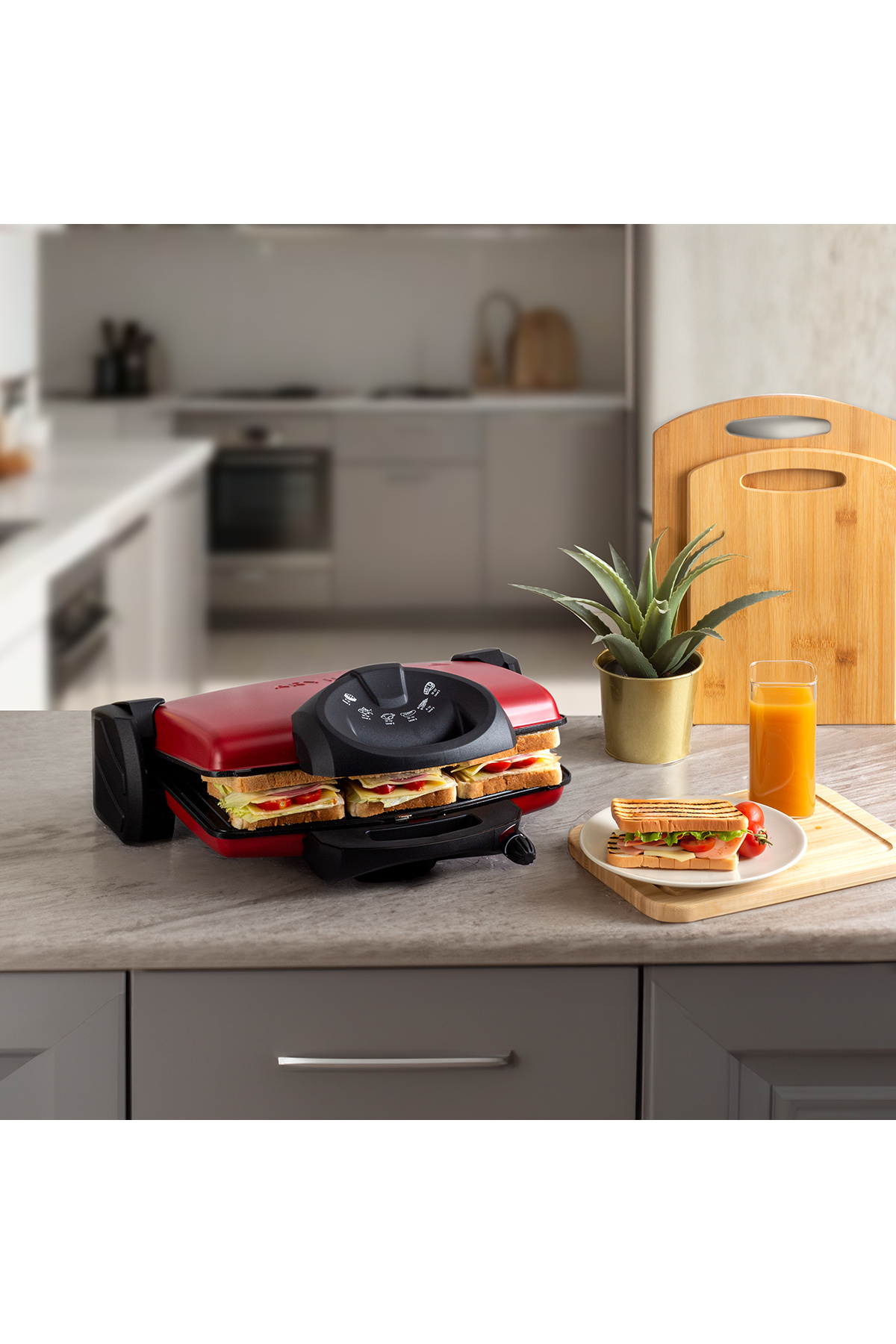 Aryıldız Contact Grill Tost Makinesi Kırmızı