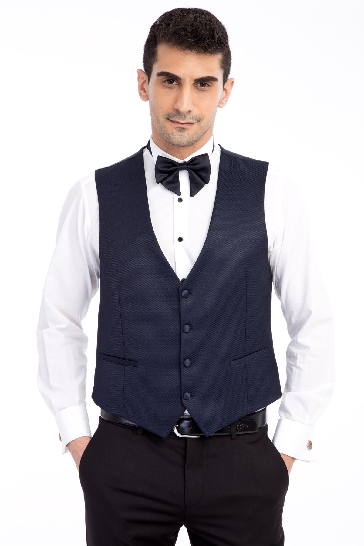 Kiğılı-Slim Fit Slim Fit Mono Collar Patterned Tuxedo with Vest / Groom Suit 5