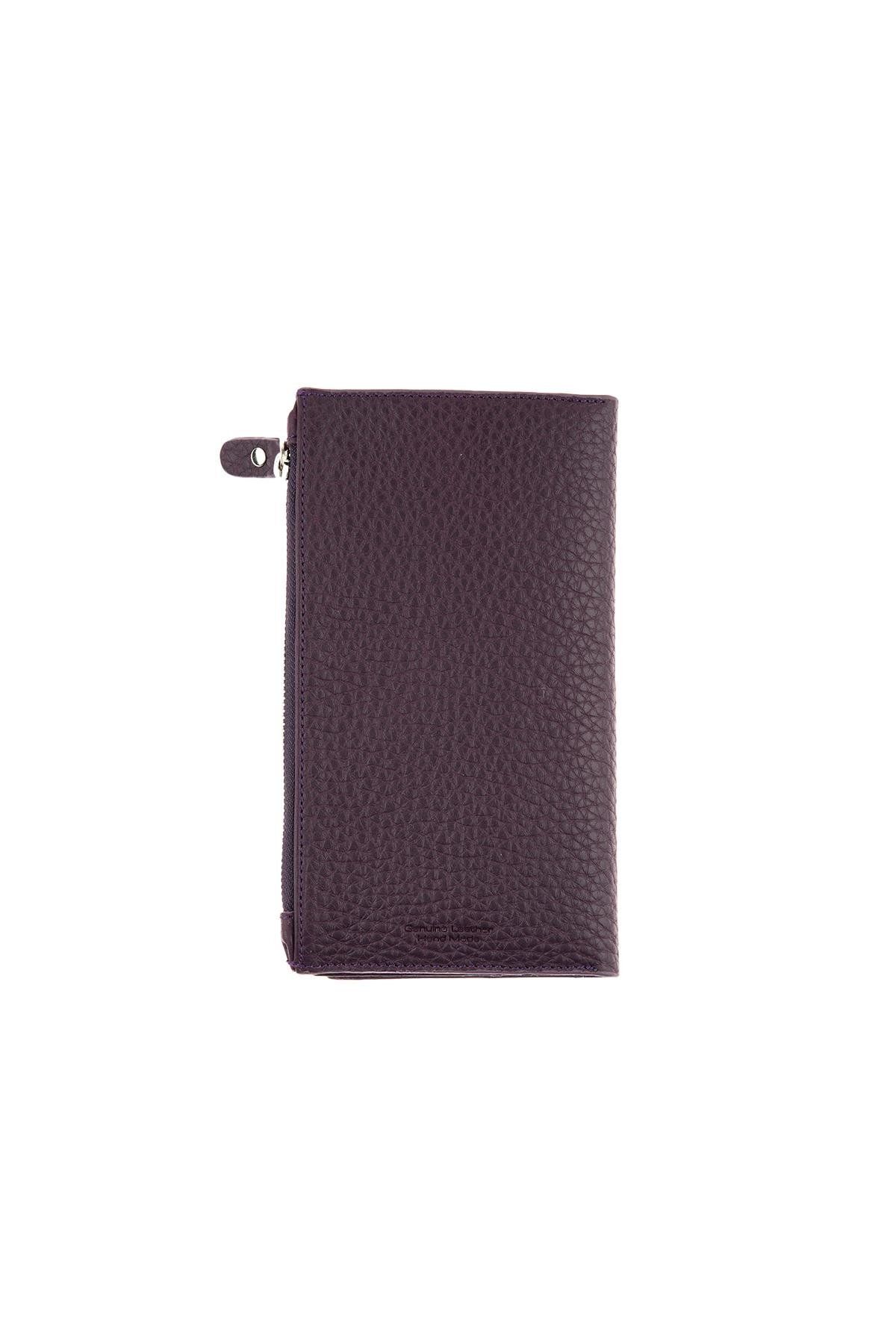 Deriderim-Purple Genuine Leather Long Women's Wallet with Plenty of Card Holders, Id Section and Zipper 6