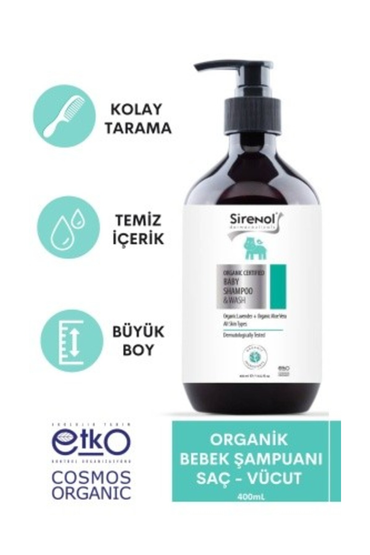 Sirenol Organik 2'li Bebek Bakım Seti (Şampuan + Pişik Kremi) 400 mL / 87 mL fotoğrafı 2 (önizleme)