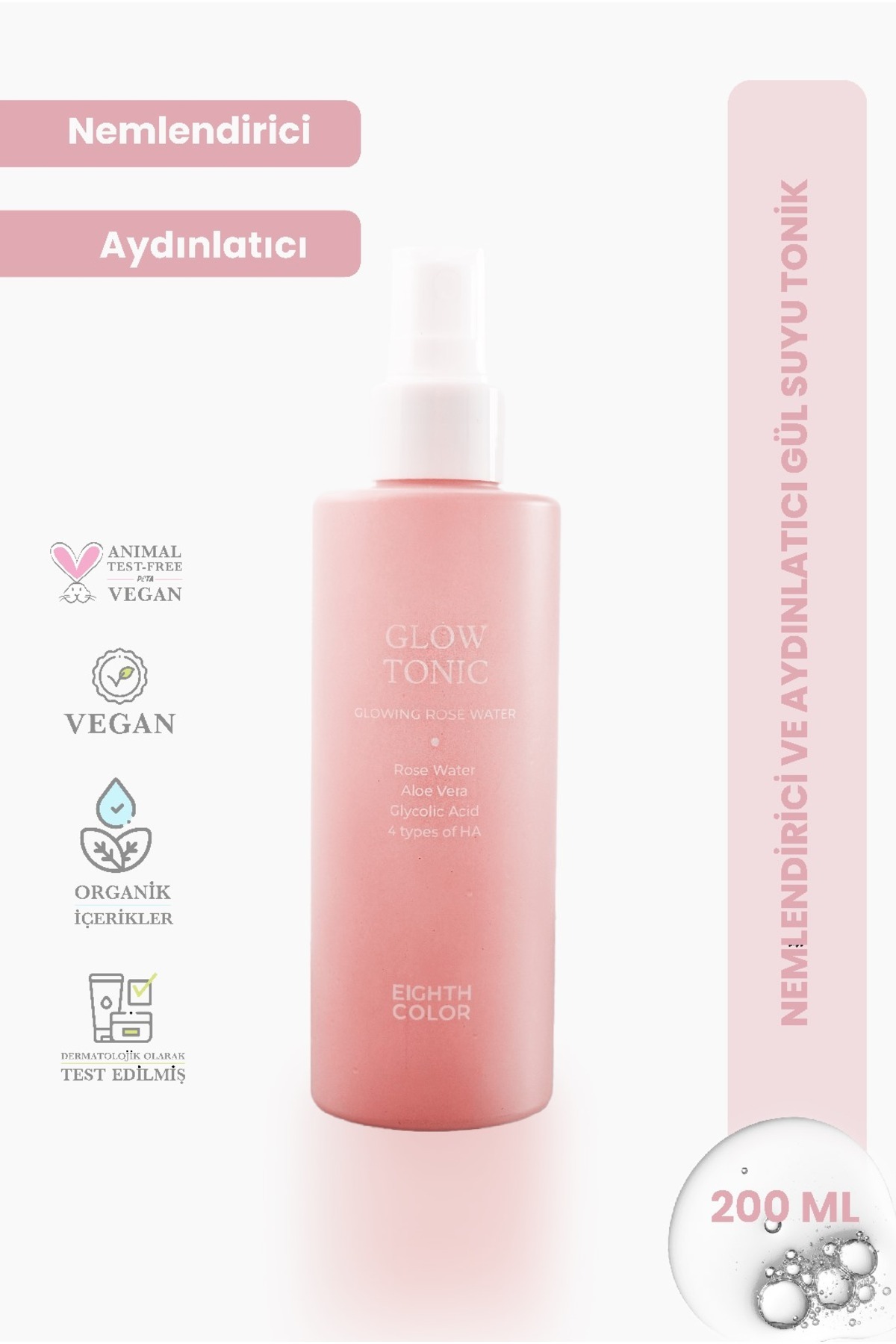 EIGHTH COLOR Glow Tonic Nemlendirici Ve Arındırıcı Gül Suyu Tonik