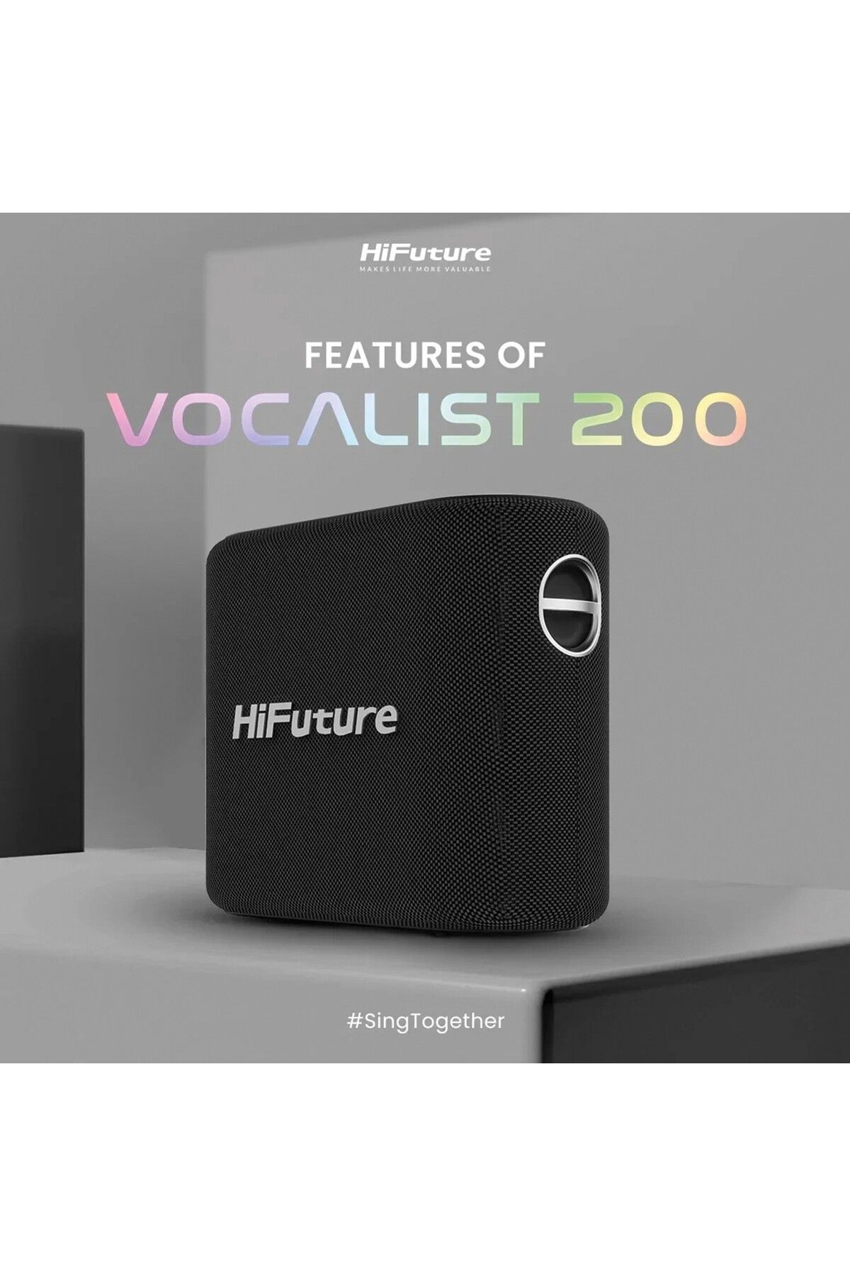 HiFuture-Vocalist 200 Bluetooth 5.0 100W Portable Karaoke System with Rgb Microphone Wireless Speaker Silver 8