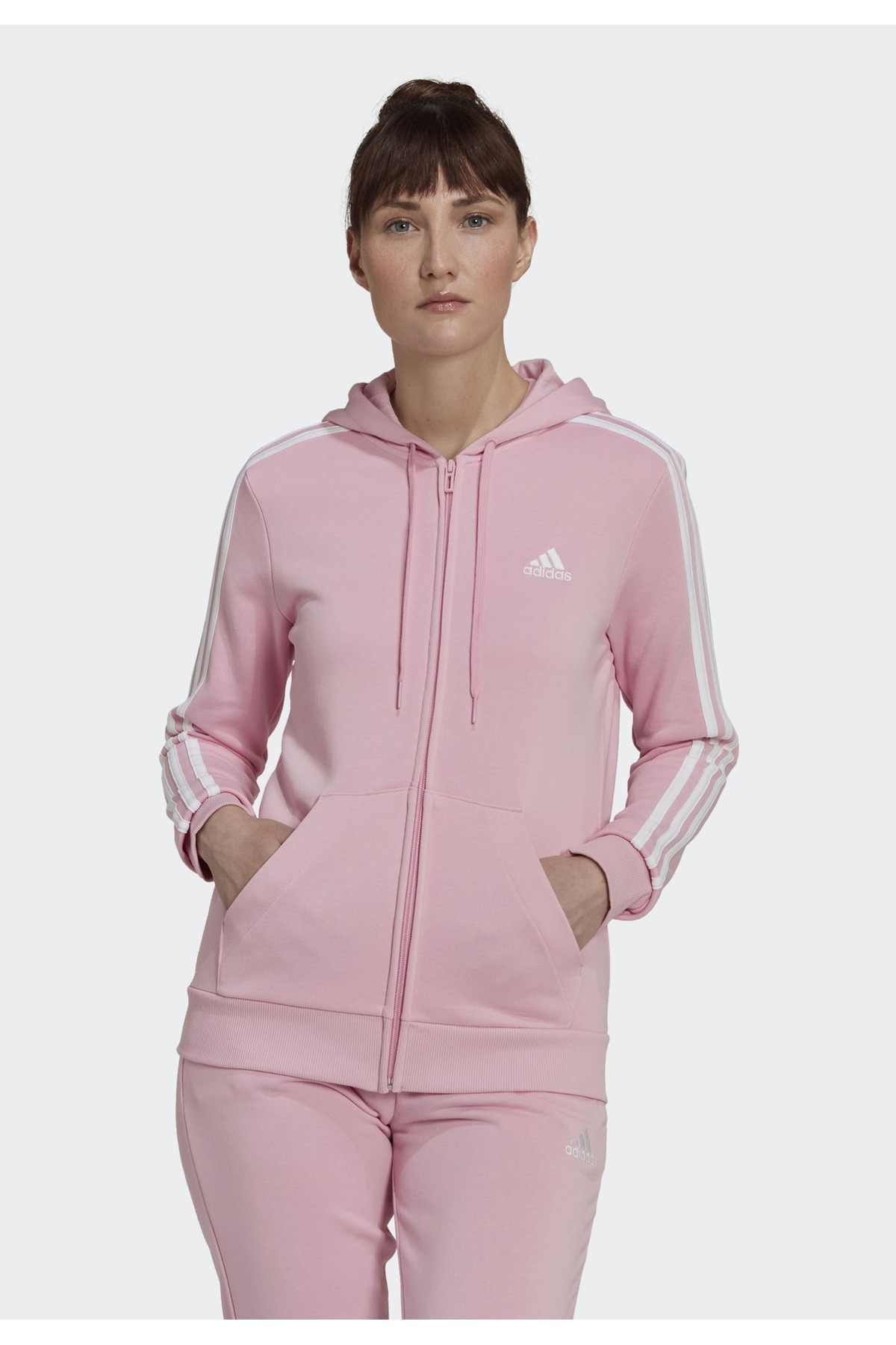 adidas Essentials French Terry 3-stripes Full-zip Kapüşonlu Üst görsel 8
