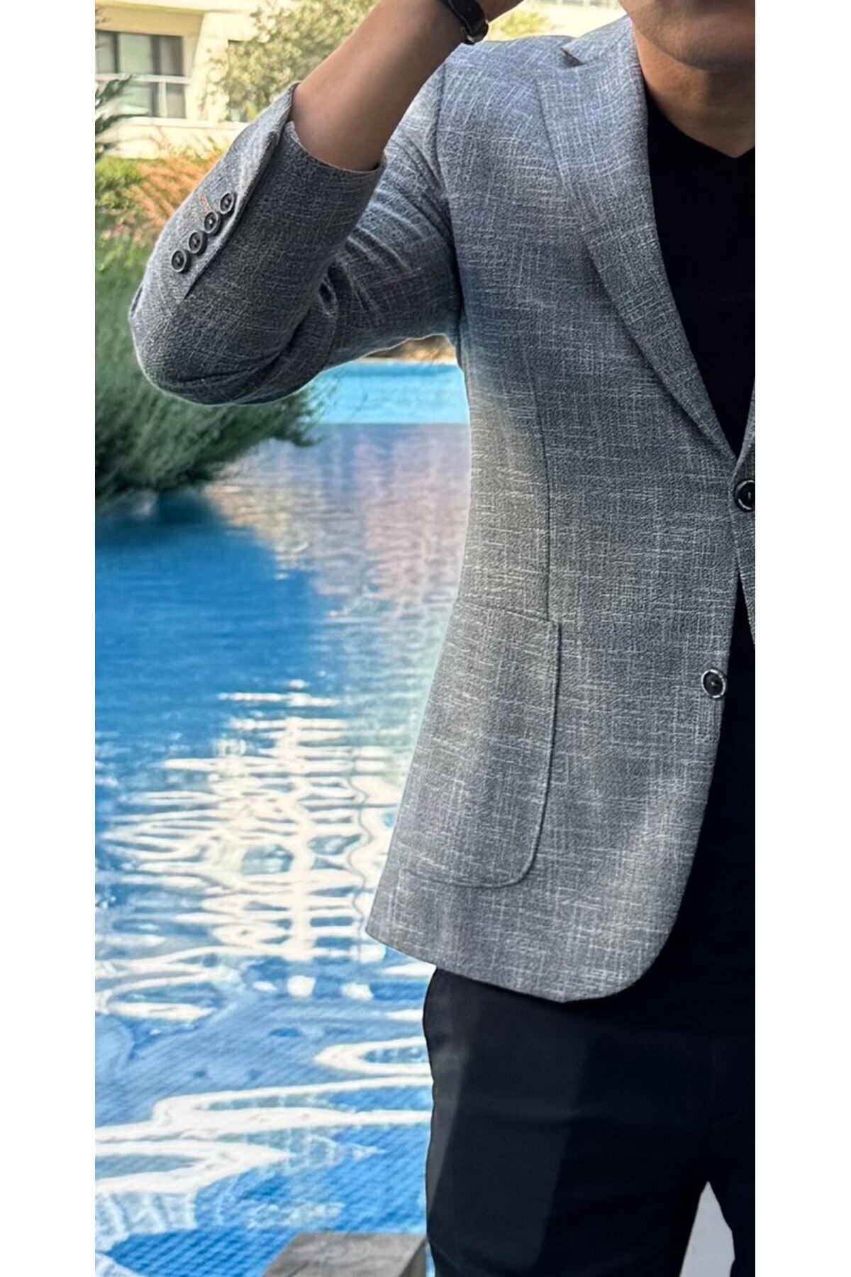 ACTUAL  Slim Fit Blazer Tek Ceket 7145-1 R6 Siyah - Görsel 5