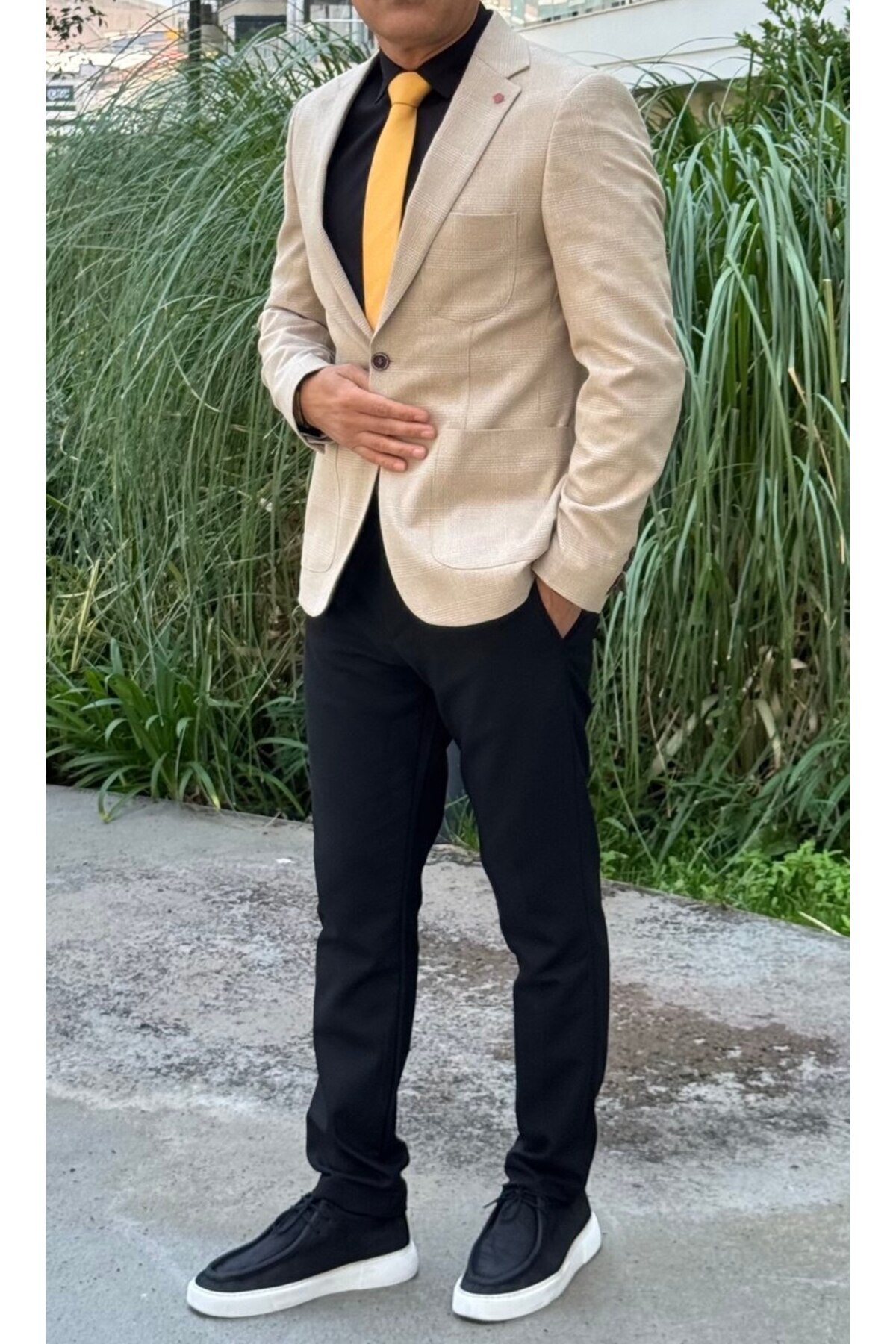 ACTUAL  Blazer Slim Fit Blazer Tek Ceket 7149-1 Bej R3