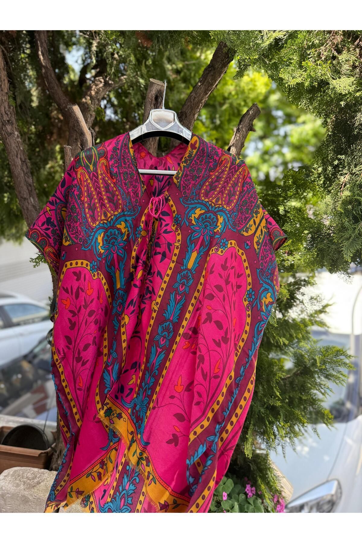 Axesoire-15215-2 Authentic Patterned Fuchsia Pareo 3