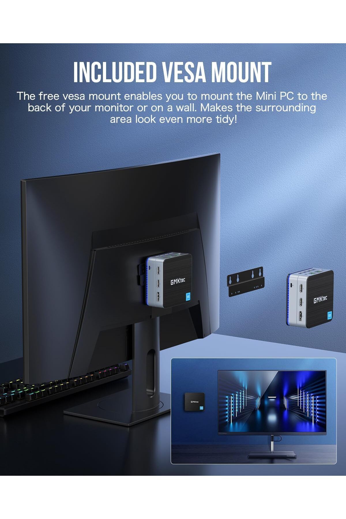 GMKtec-GMKtec NucBox G2 Plus Desktop Ultracompact Mini PC, Intel Twin Lake N150(4C/4T) up to 3.6GHz 8