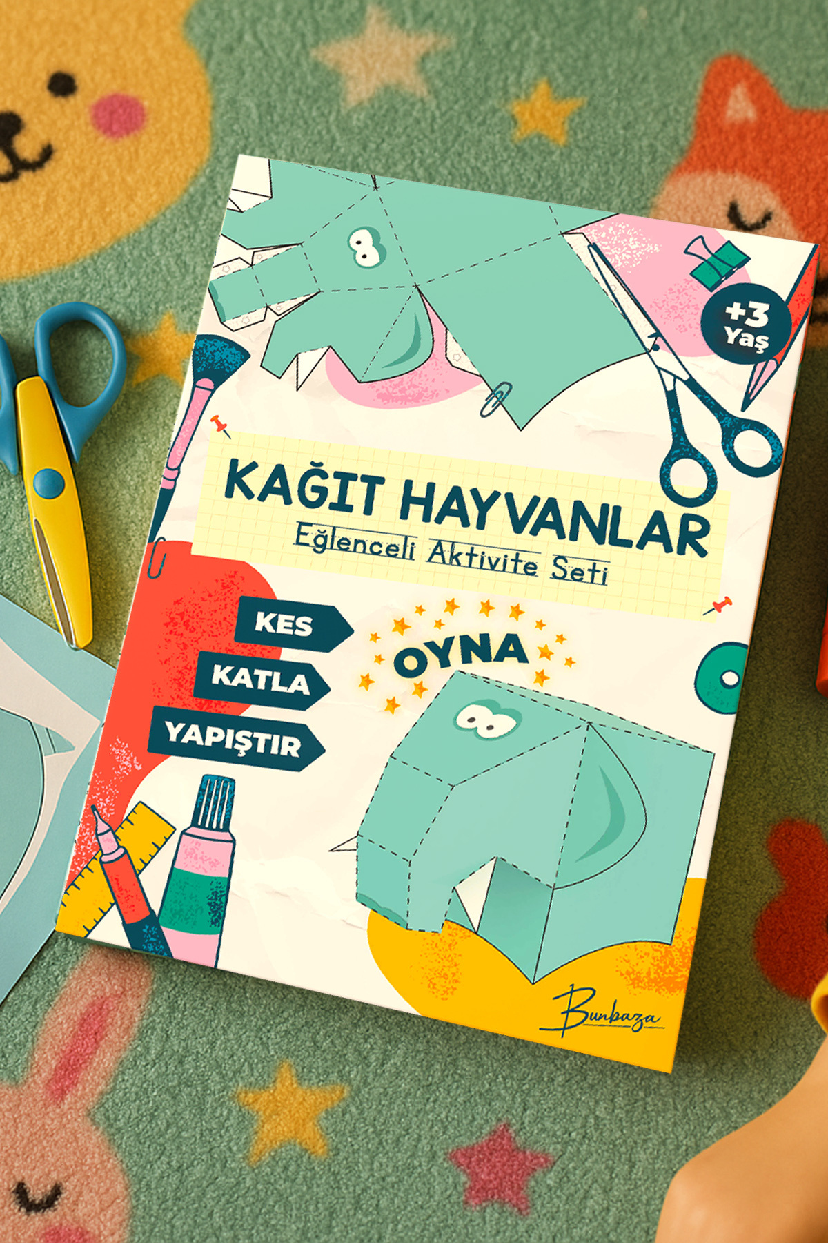 Bunbaza 3 Boyutlu Kağıt Hayvan Figürleri Seti – 9'lu Eğlenceli Aktivite Seti - Çocuklar Için Origami