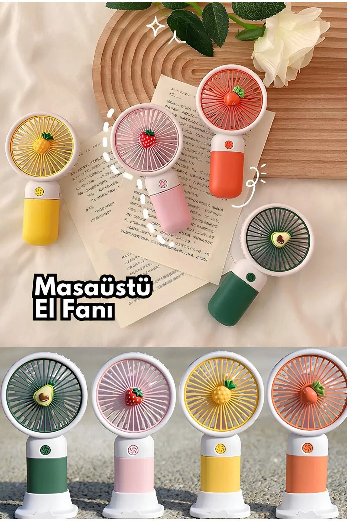 Sibelon Meyve Figürlü Mini Fan Şarjlı El Vantilatörü Taşınabilir Soğutucu