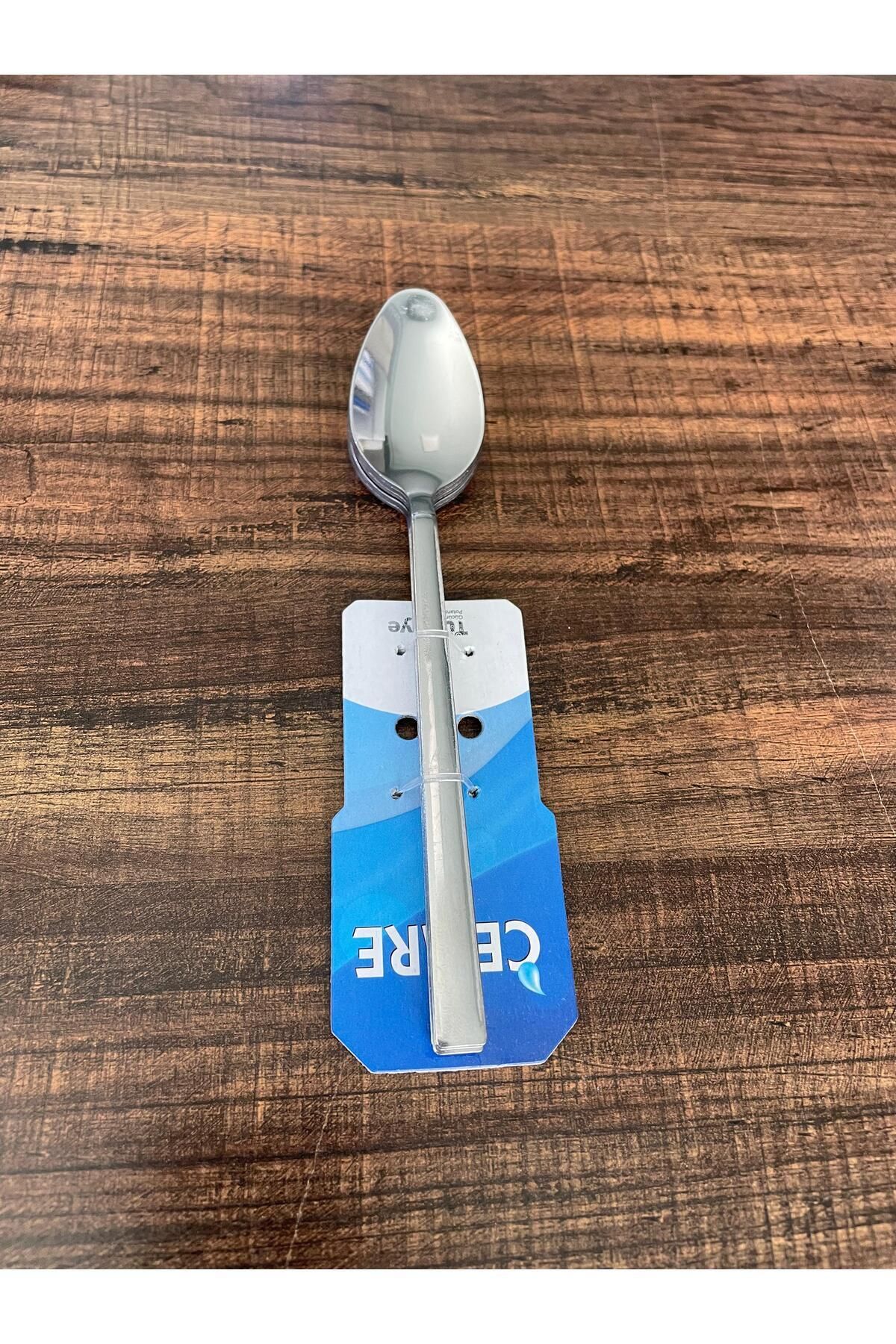 ENASHOP Paslanmaz Çelik Tatlı Kaşığı Seti – 6 Adet – Klasik Düz Model