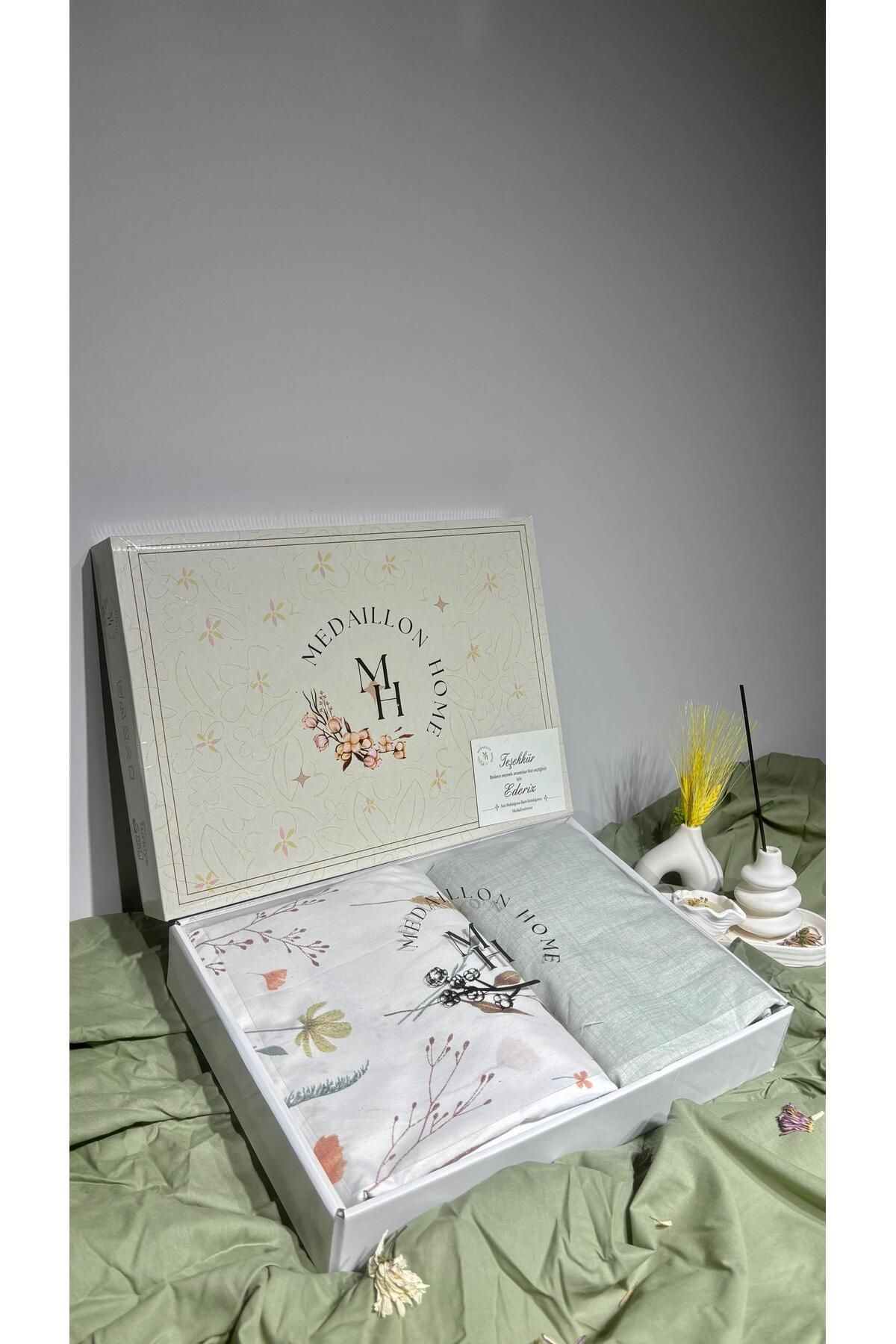 Medaillon Home-Eflora Double Duvet Cover Set with Elastic Sheet Flower Pattern 4