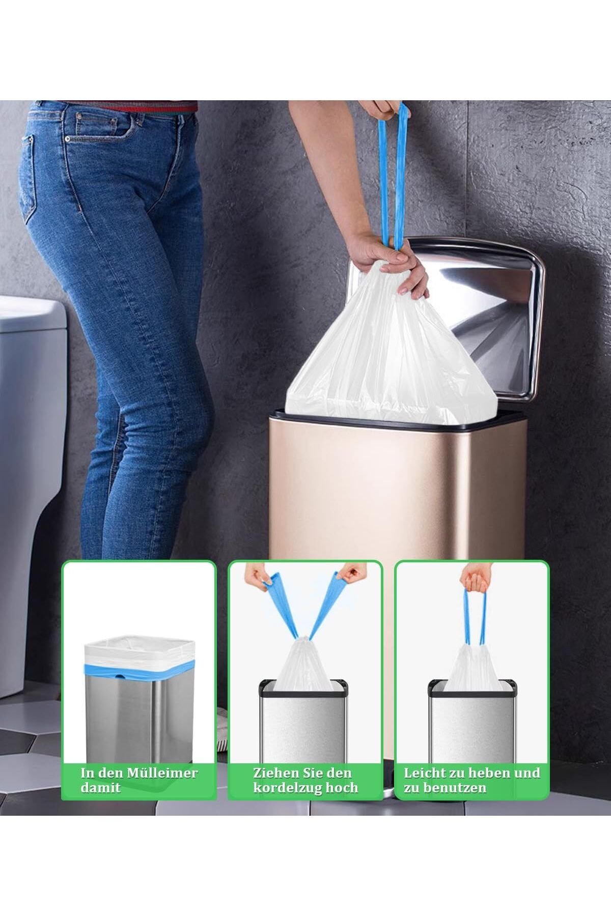 ARVALE-3 Rolls 30 Pieces Advantageous Package 65X70 Mega Size Drawstring Garbage Bag 60 Lt - |   Garbage Bag 3
