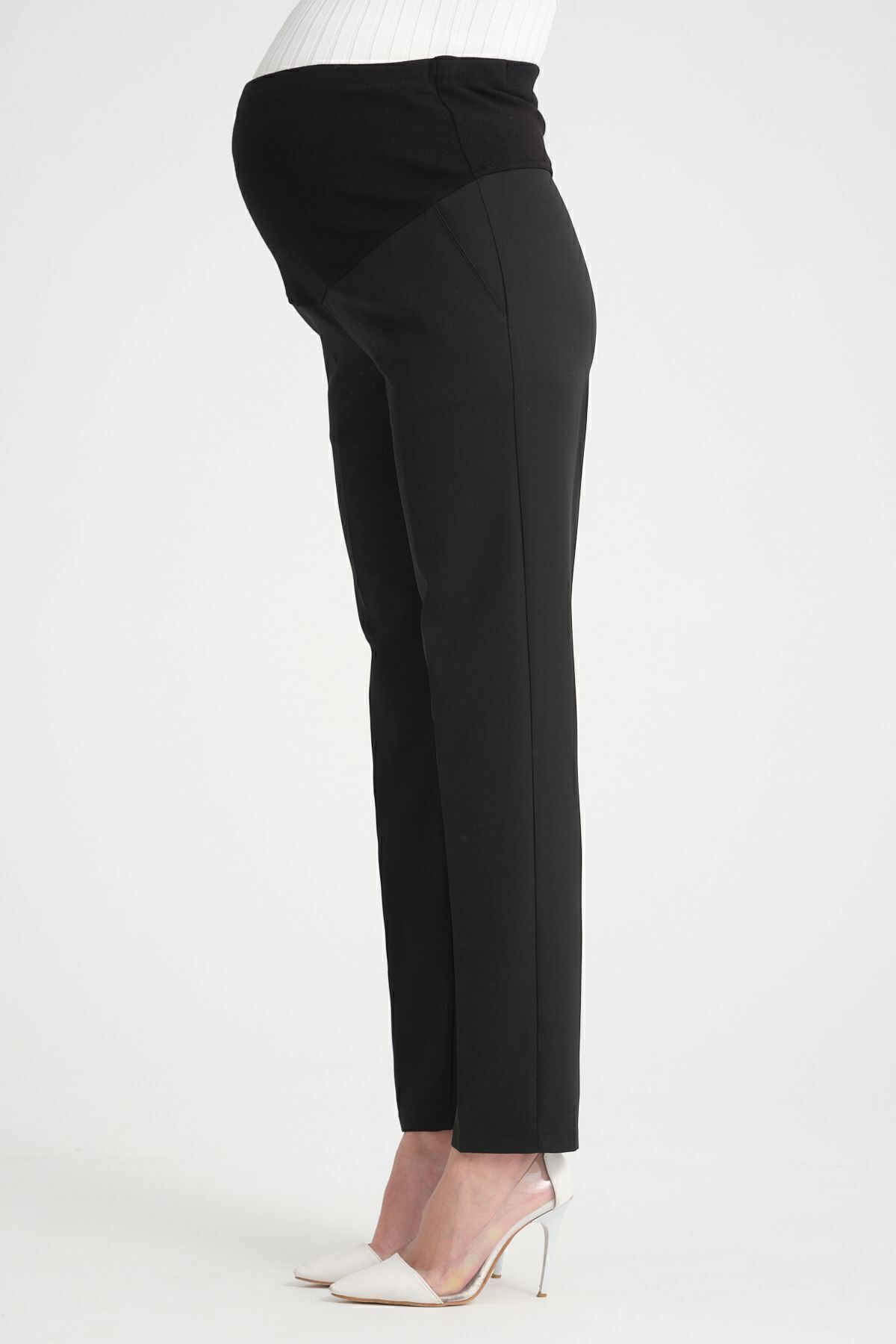 KATLİN MATERNİTY WEAR Hamile Siyah Kumaş Pantolonu Beli Ayarlanabilir Double Kumaş fotoğrafı 4 (önizleme)