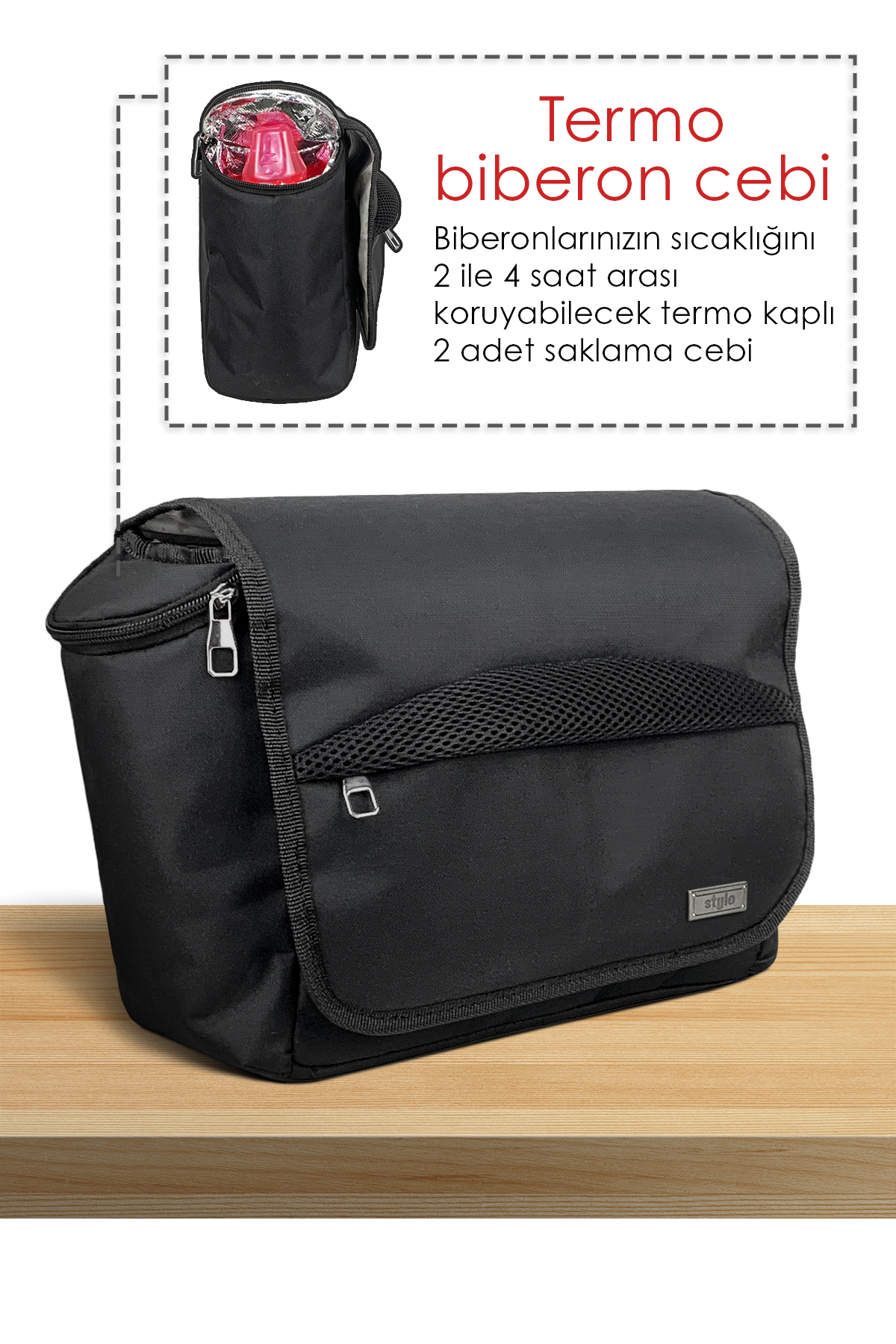 Stylo Stroller Bag Bebek Arabası ve Omuz Çantası X Pro Termos Bölümlü - Siyah fotoğrafı 4 (önizleme)