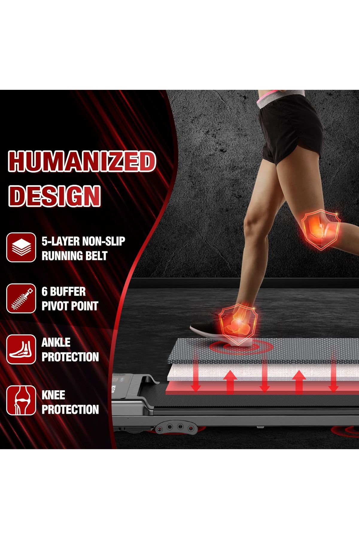 MASTON-Treadmill 1-6Km/H 120Kg Under Desk Walking Pad Treadmills Running Machine For Home Office Use 7