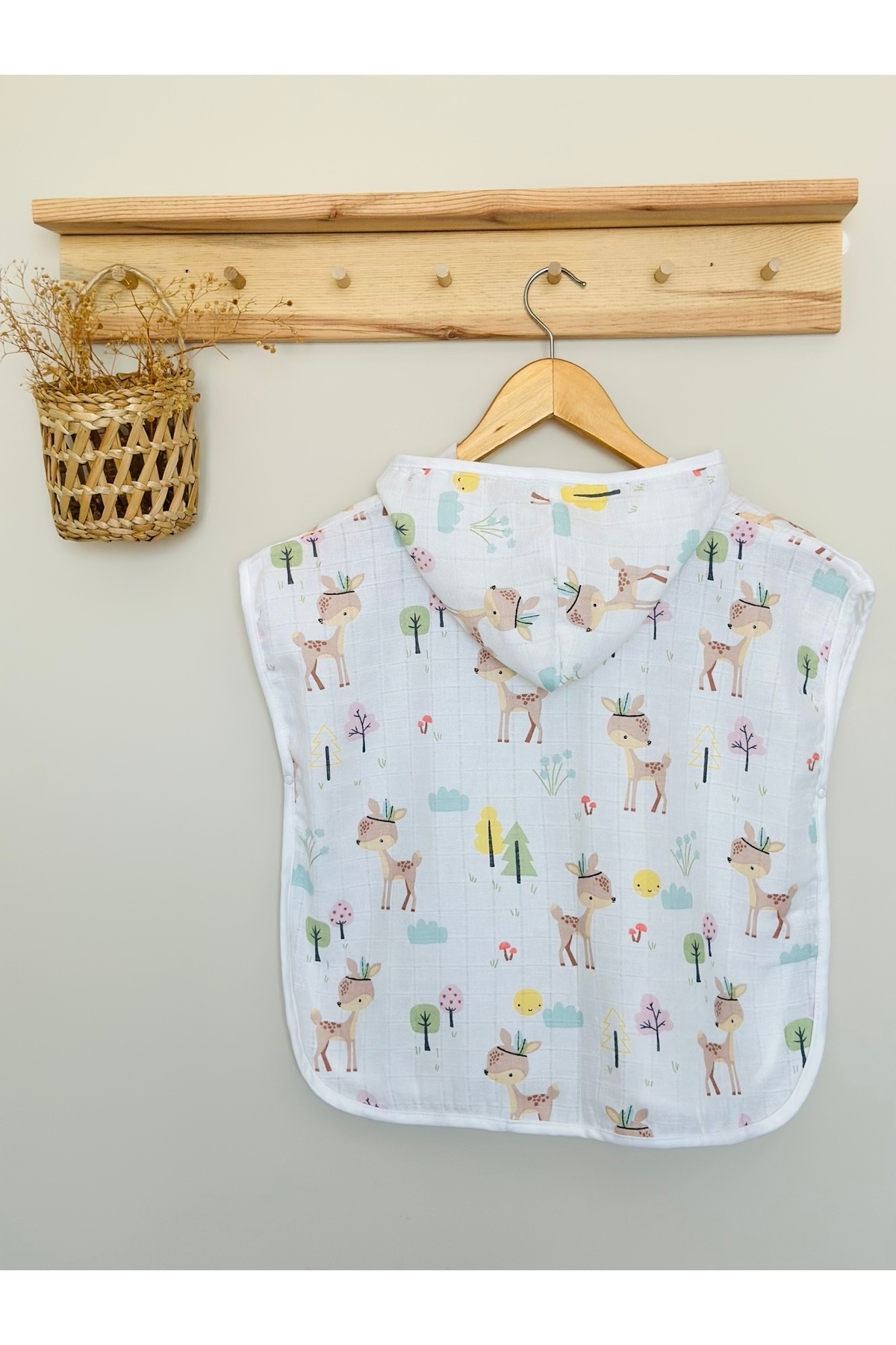 JUNİPERUS Organik %100 Pamuk Müslin Kapşonlu Plaj Çocuk Bebek Panço Bornoz Banyo Havlu 9 Yaşa Kadar fotoğrafı 4 (önizleme)