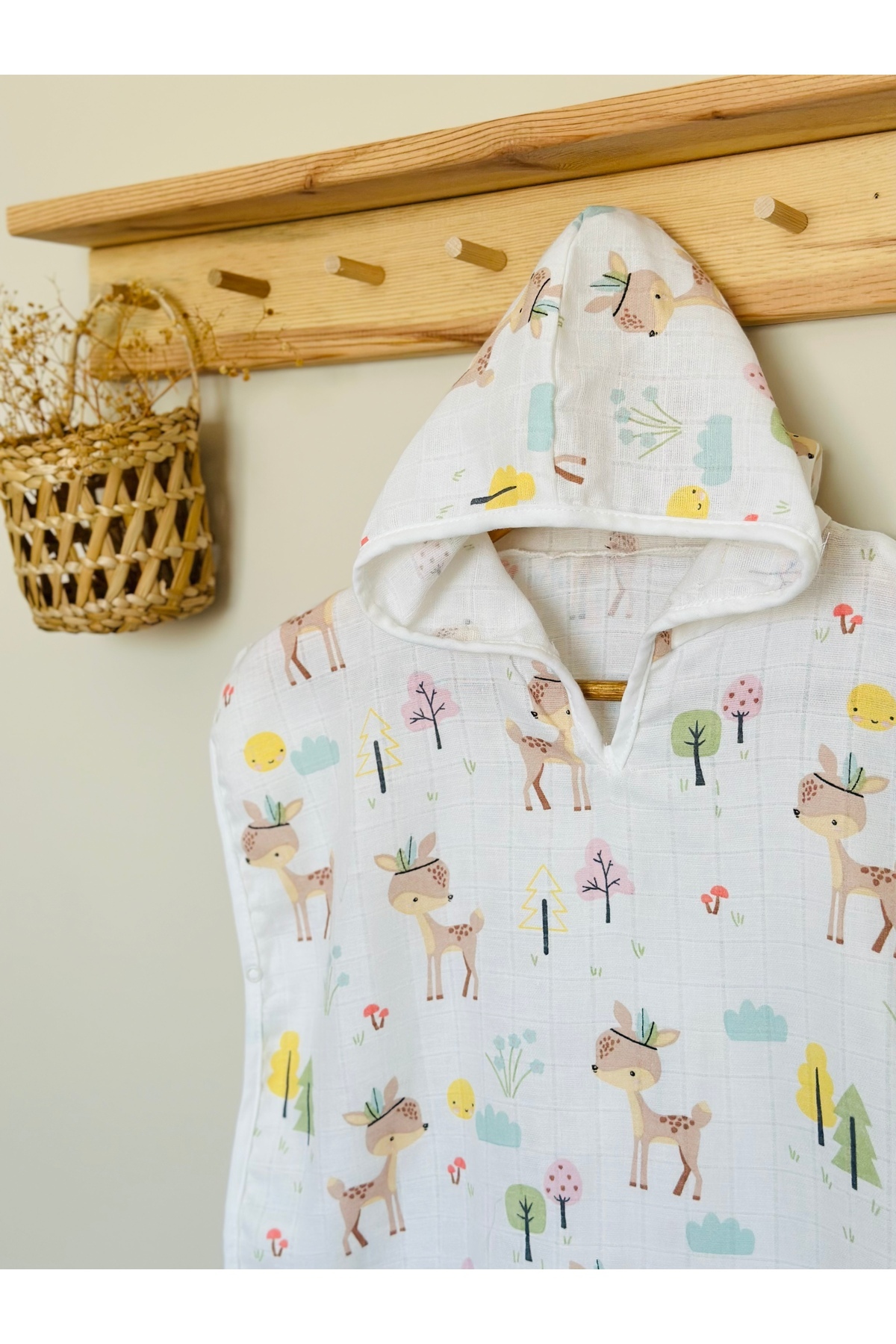 JUNİPERUS Organik %100 Pamuk Müslin Kapşonlu Plaj Çocuk Bebek Panço Bornoz Banyo Havlu 9 Yaşa Kadar fotoğrafı 3 (önizleme)