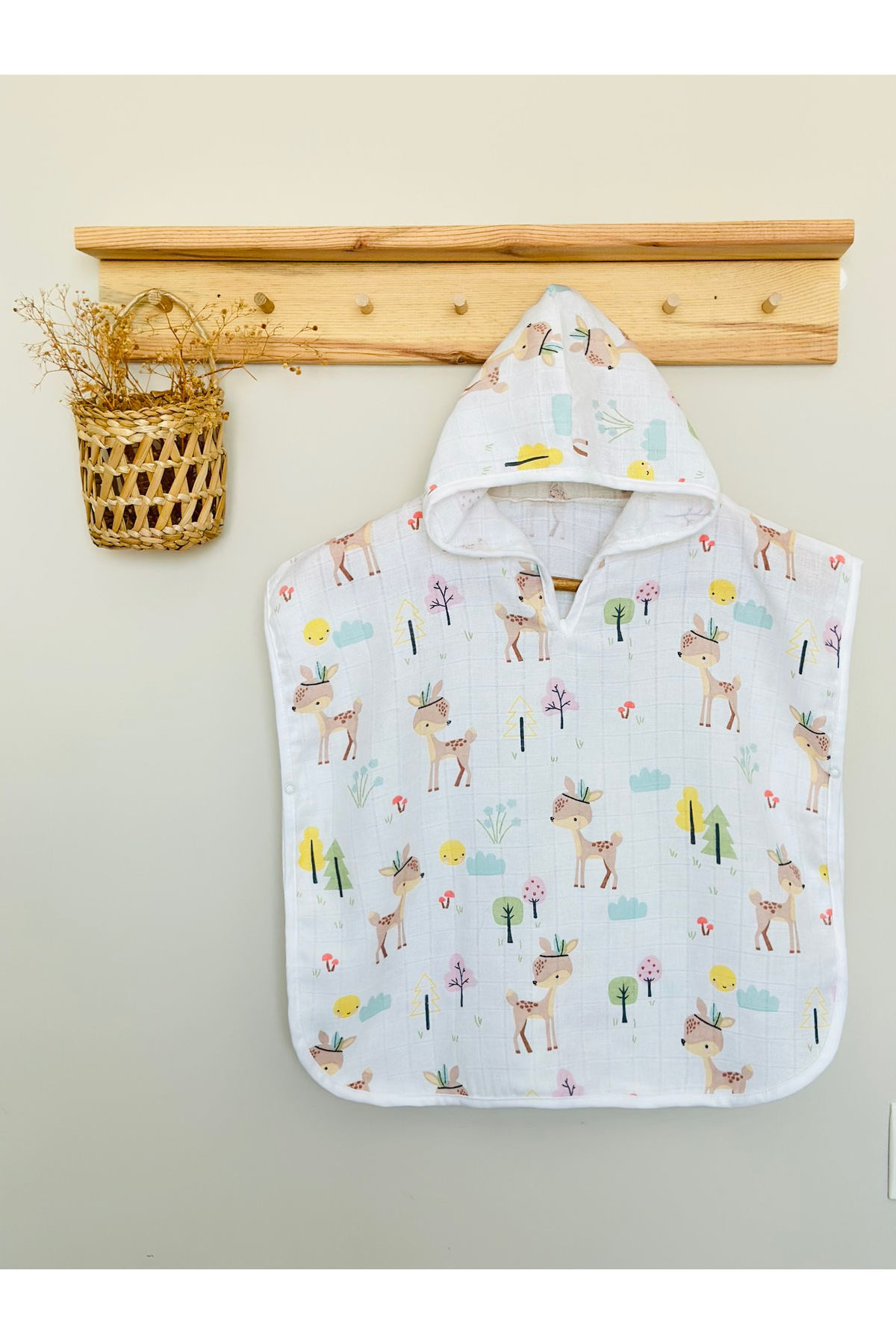 JUNİPERUS Organik %100 Pamuk Müslin Kapşonlu Plaj Çocuk Bebek Panço Bornoz Banyo Havlu 9 Yaşa Kadar fotoğrafı 2 (önizleme)