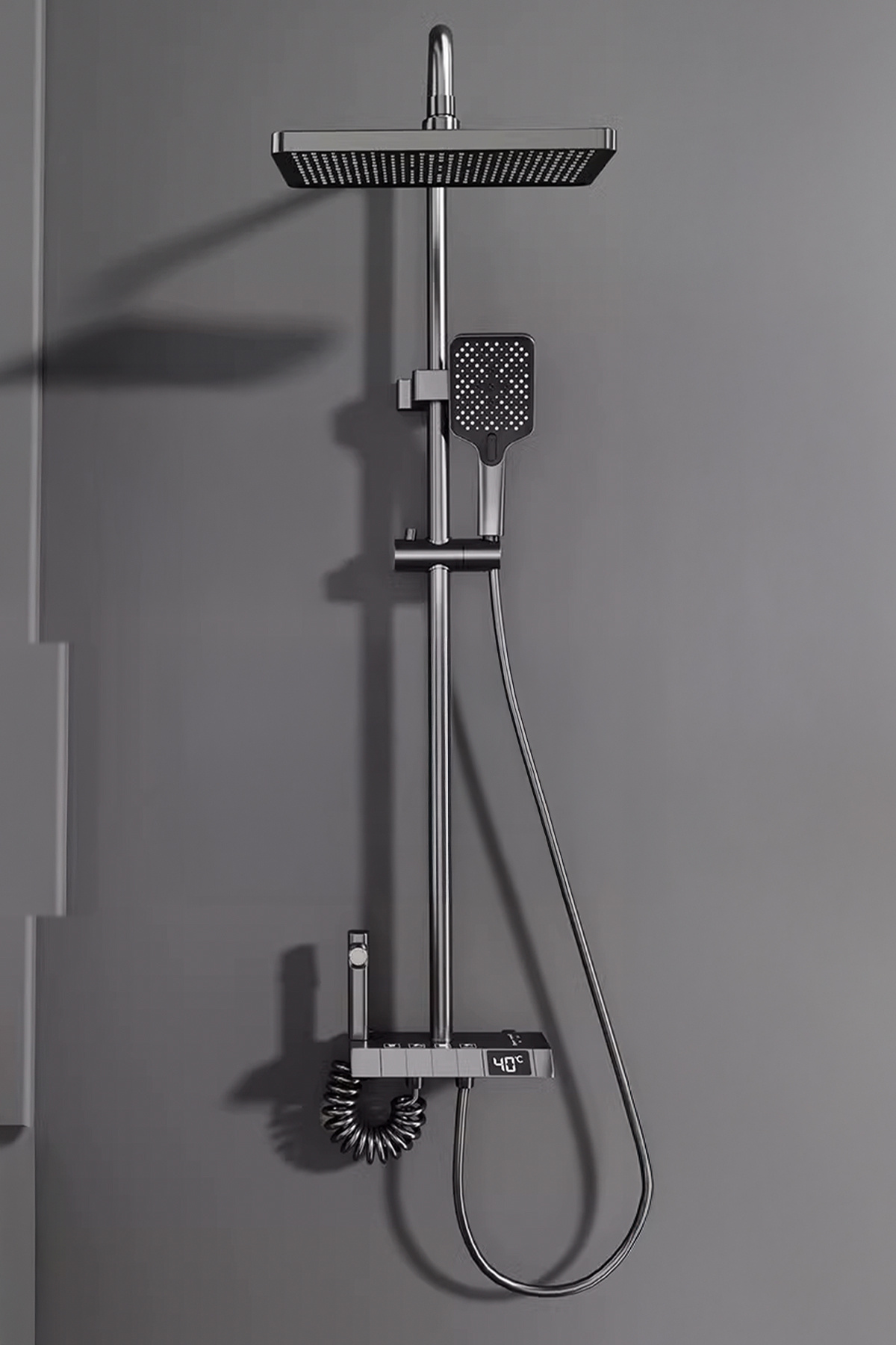 ROBO Dijital Led Göstergeli Piyano Tuşlu Termostatik Banyo Batarya Duş Sistemi