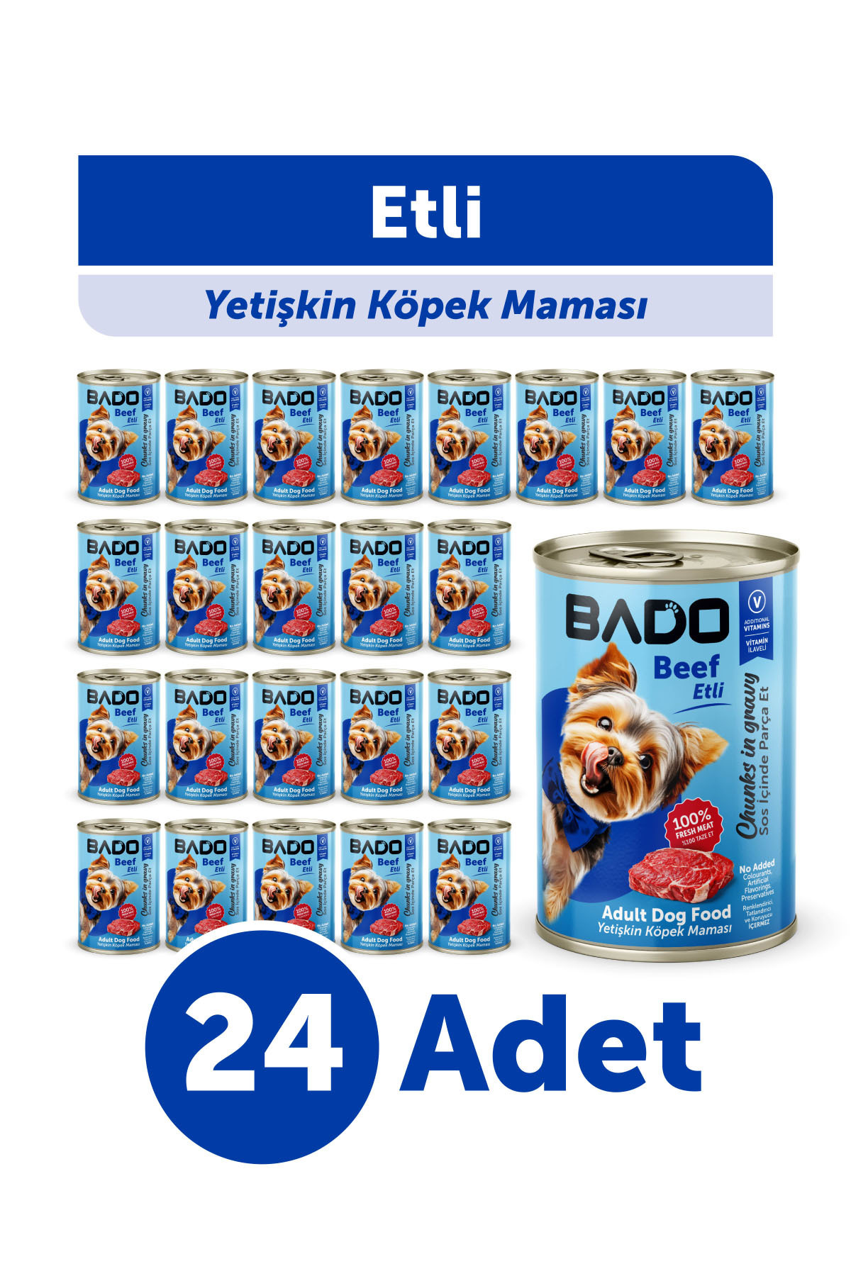 Bado Yetişkin Yaş Köpek Maması Etli 400gr 24'lü