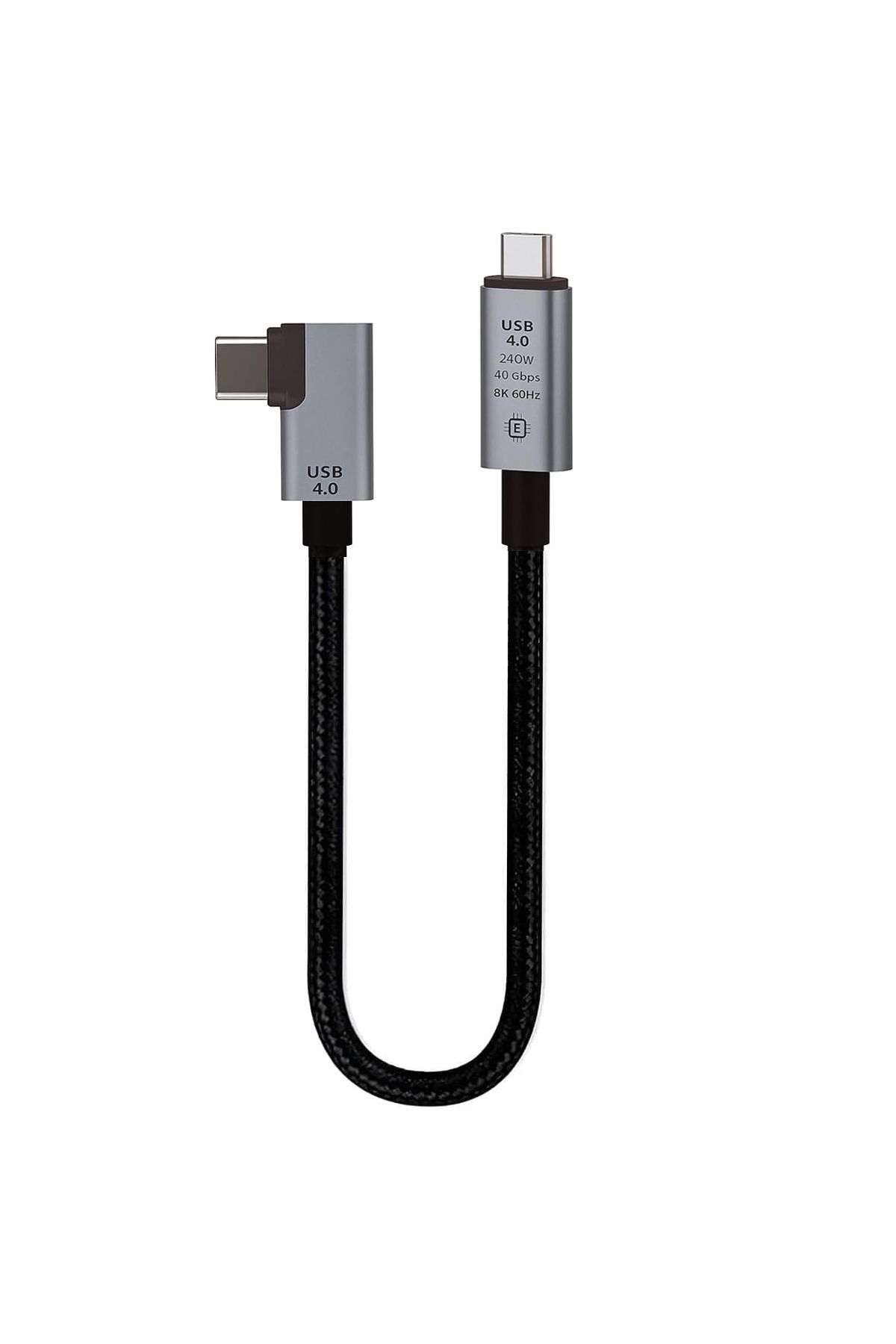 Coverzone 40Gbps 240W 4.0 Thunderbolt L Shape Type-C to Type-C Şarj, Data ve 8K 60Hz Data Kablosu 30 cm PD240W
