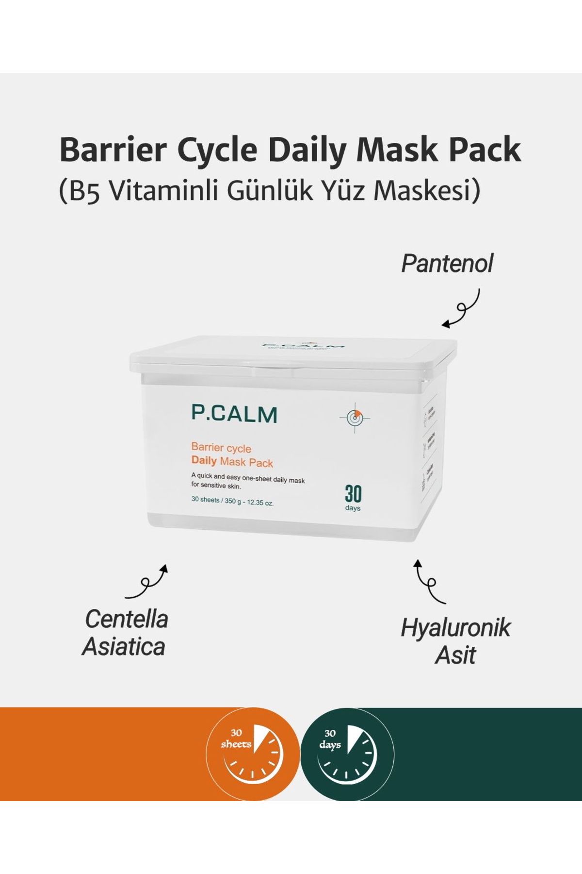 P Calm Barrier Cycle Daily Mask Pack 30 Days (B5 Vitaminli Bariyer Onarıcı Günlük Yüz Maskesi 30'lu)