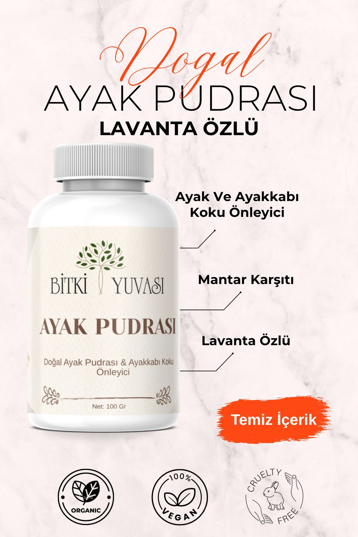 Bitki Yuvası Lavanta Özlü Doğal Ayak Pudrası Lavandula Angustifolia
