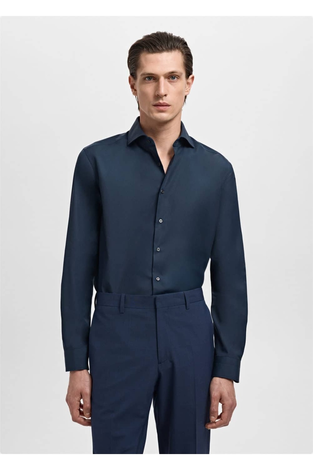 Slim fit pamuklu poplin gömlek