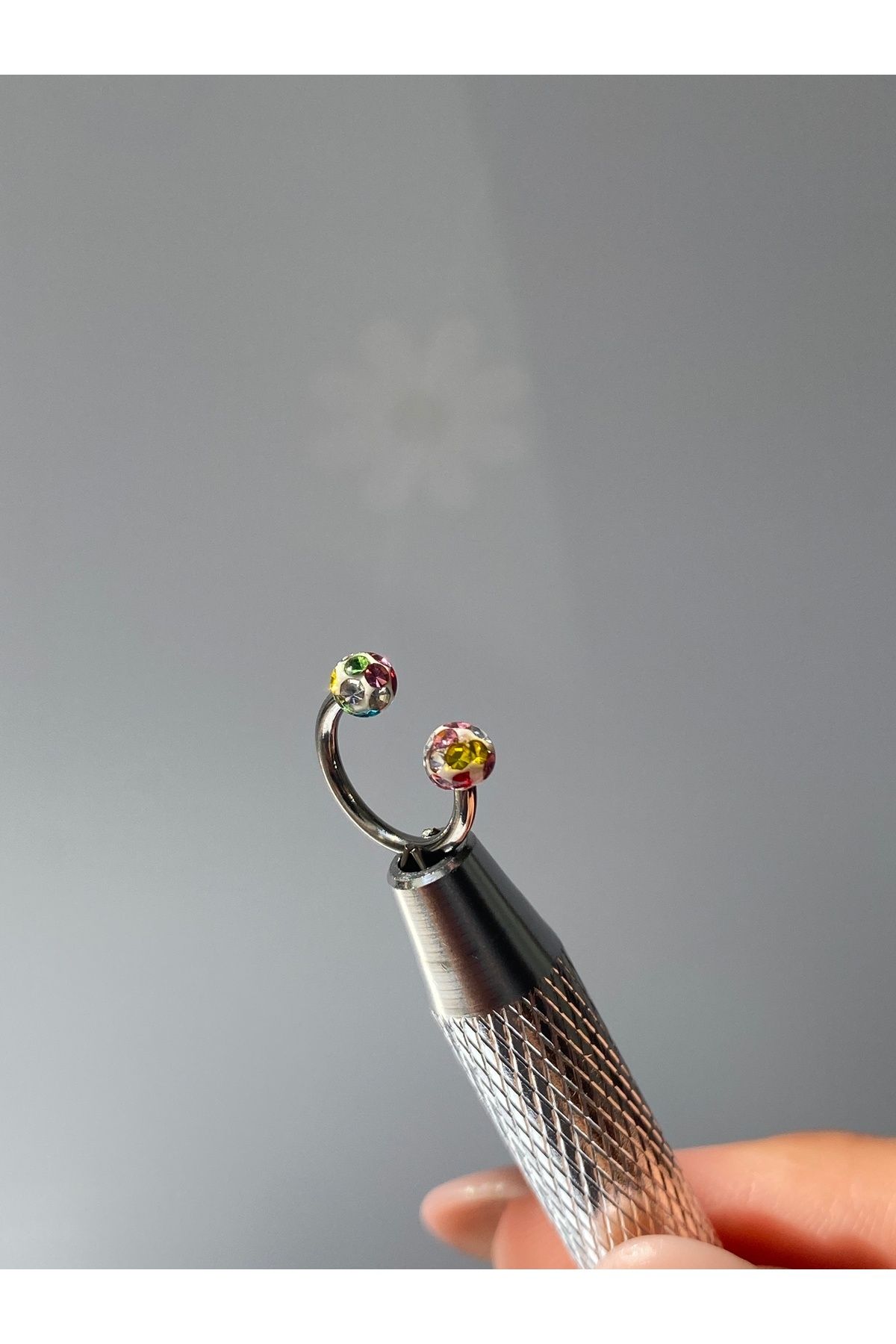 kurukafagift Paslanmaz Çelik Yarım Ay Renkli Toplu Piercing Helix Tragus Helıx Kıkırdak 8 mm