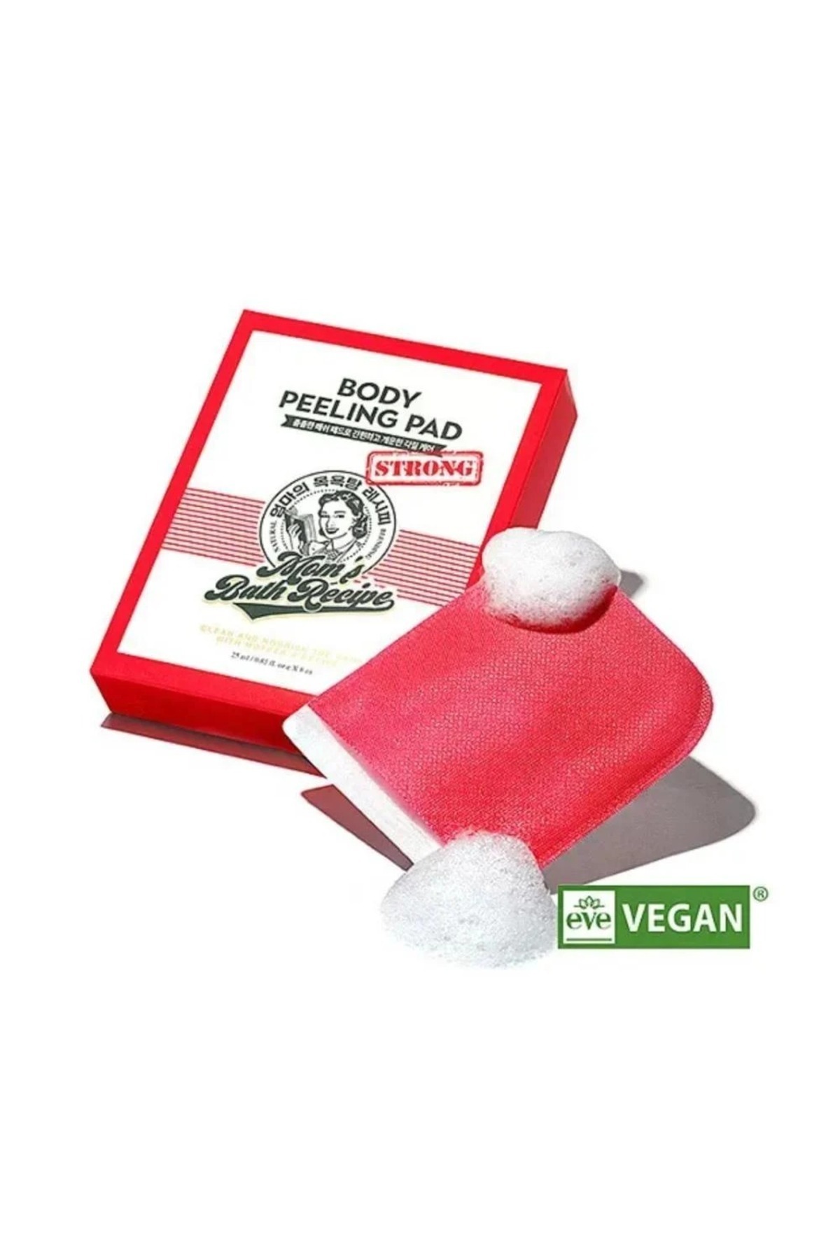 Mom's Natural Foods Korean loofah Mom's Bath - Exfoliating loofah to get rid of body problems (one piece) red