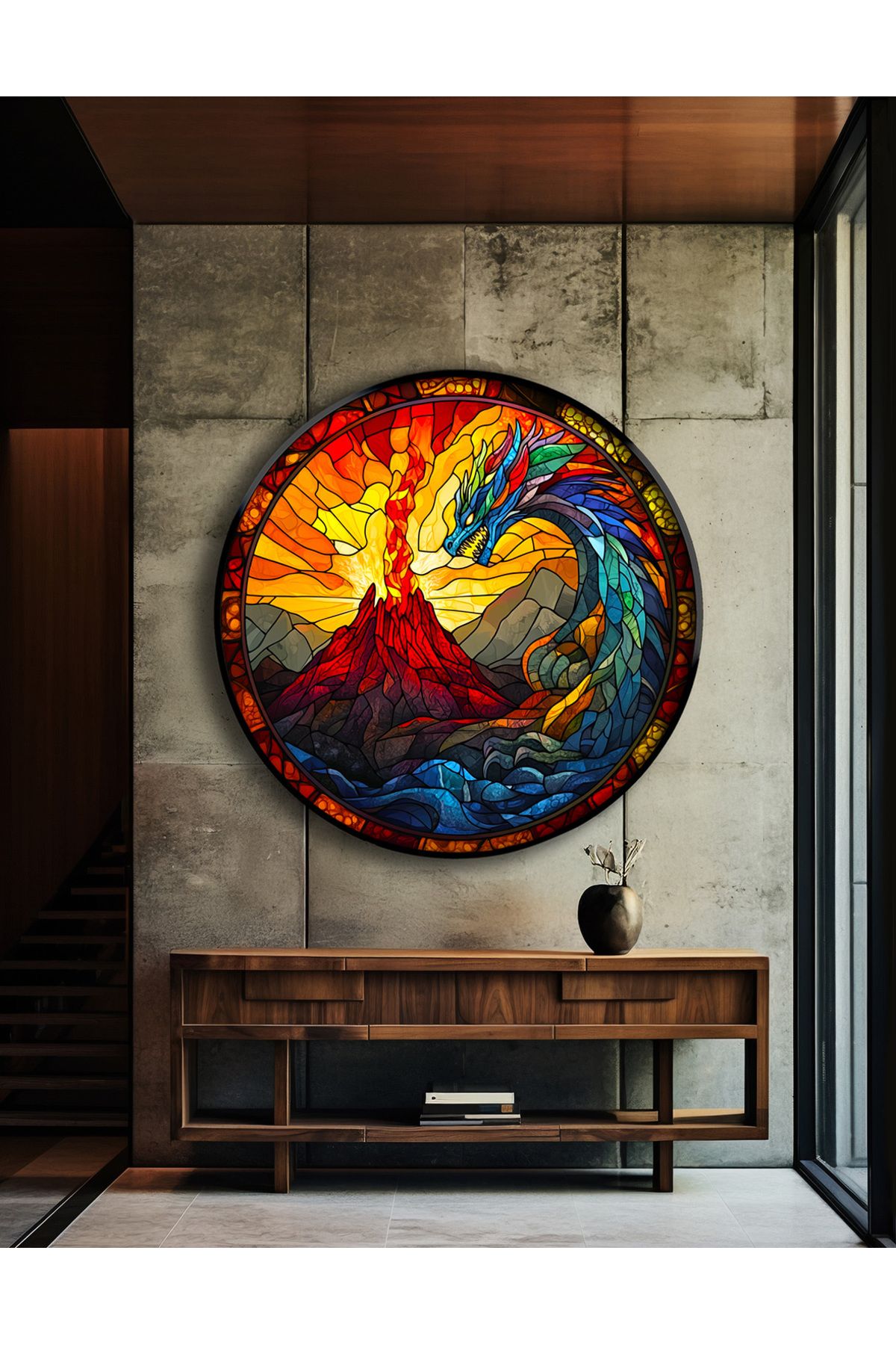 bds art sanatı evinize taşır Ejderha ve Yanardağ Vitray Spektrum™ Stained Glass Serisi
