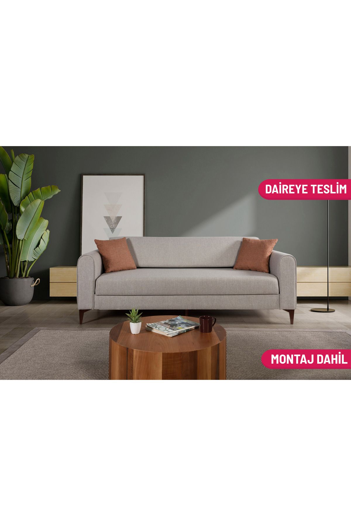 Elance Home POTTUS YATAKLI SANDIKLI ÜÇLÜ KANEPE KREM