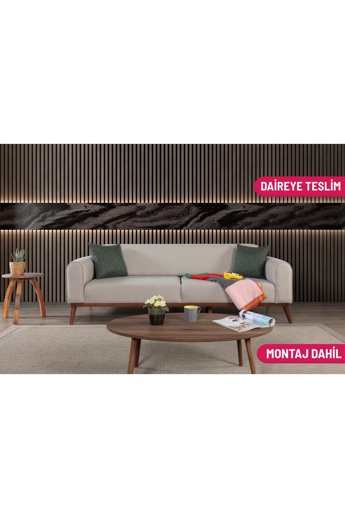 Elance Home CANNES KETEN YATAKLI KANEPE KREM