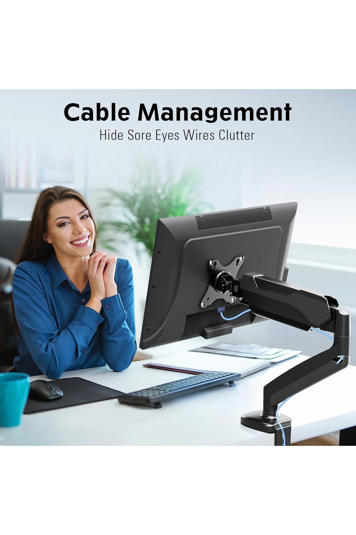 FlashHawk-Single Monitor Arm, Gas Spring Adjustable Ergonomic Computer Monitor Arm 3