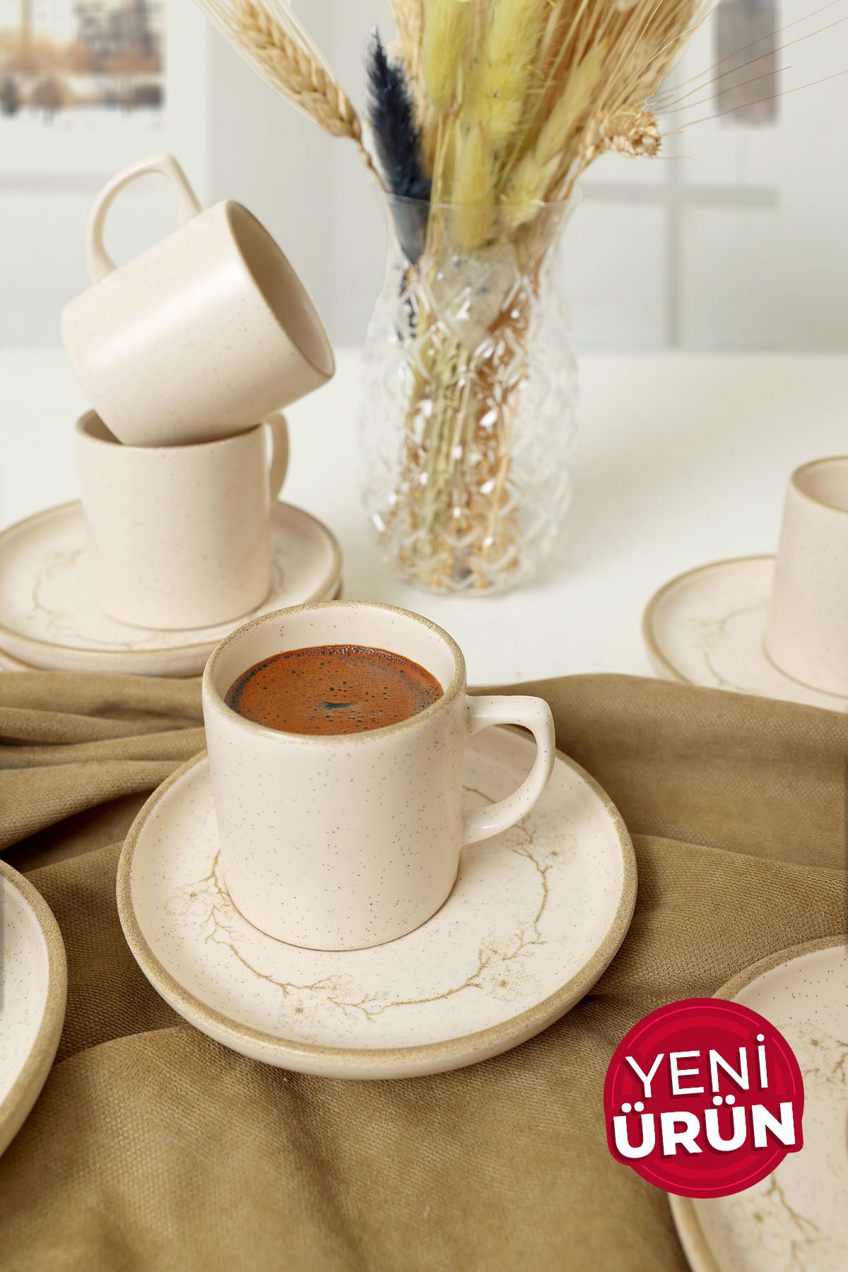 Keramika Taupe Bloom Nordic Kahve Takımı 12 Parça 6 Kişilik 22520-28