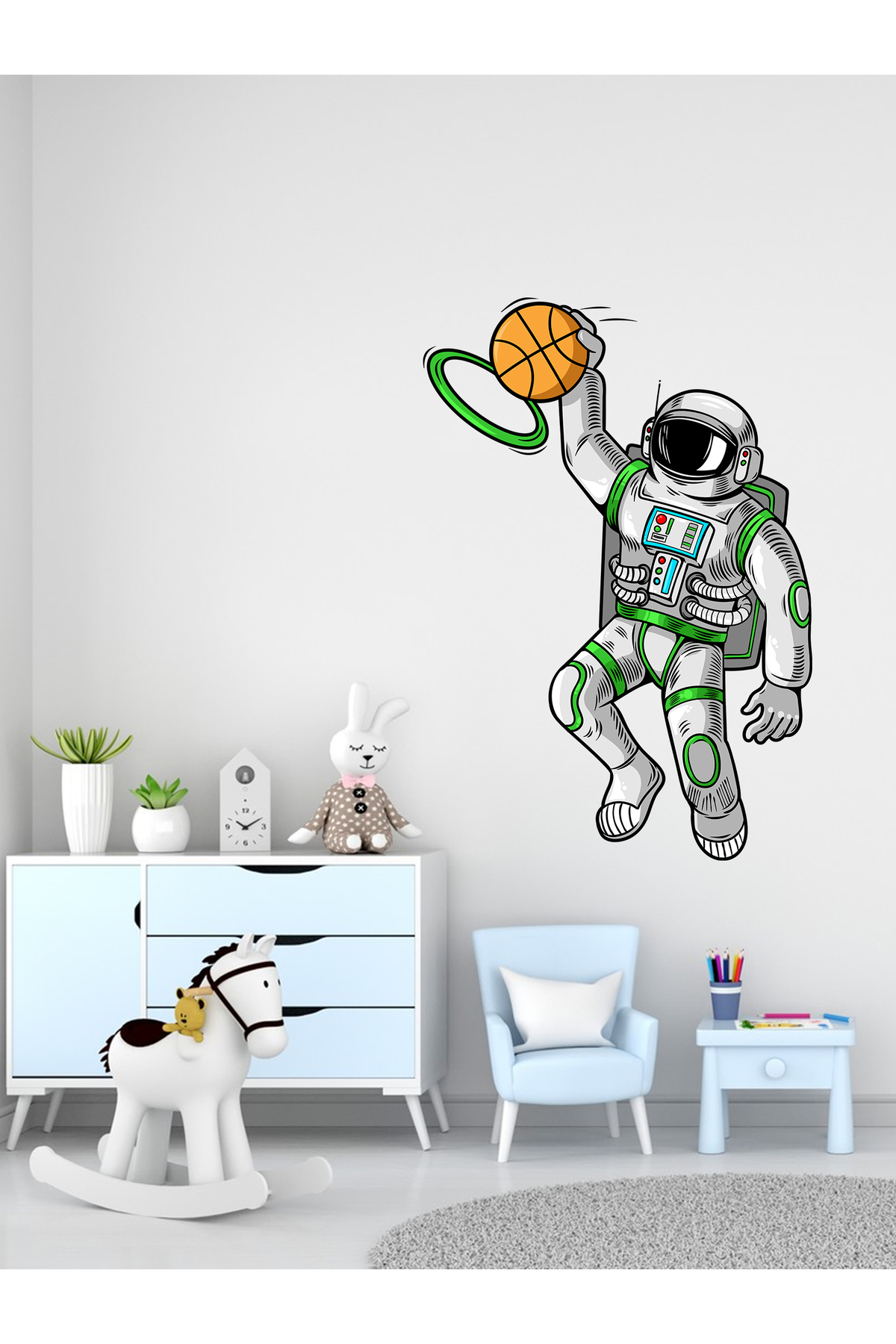 Basketball Playing and Dunking astronaut Wood, Glass, Wall sticker