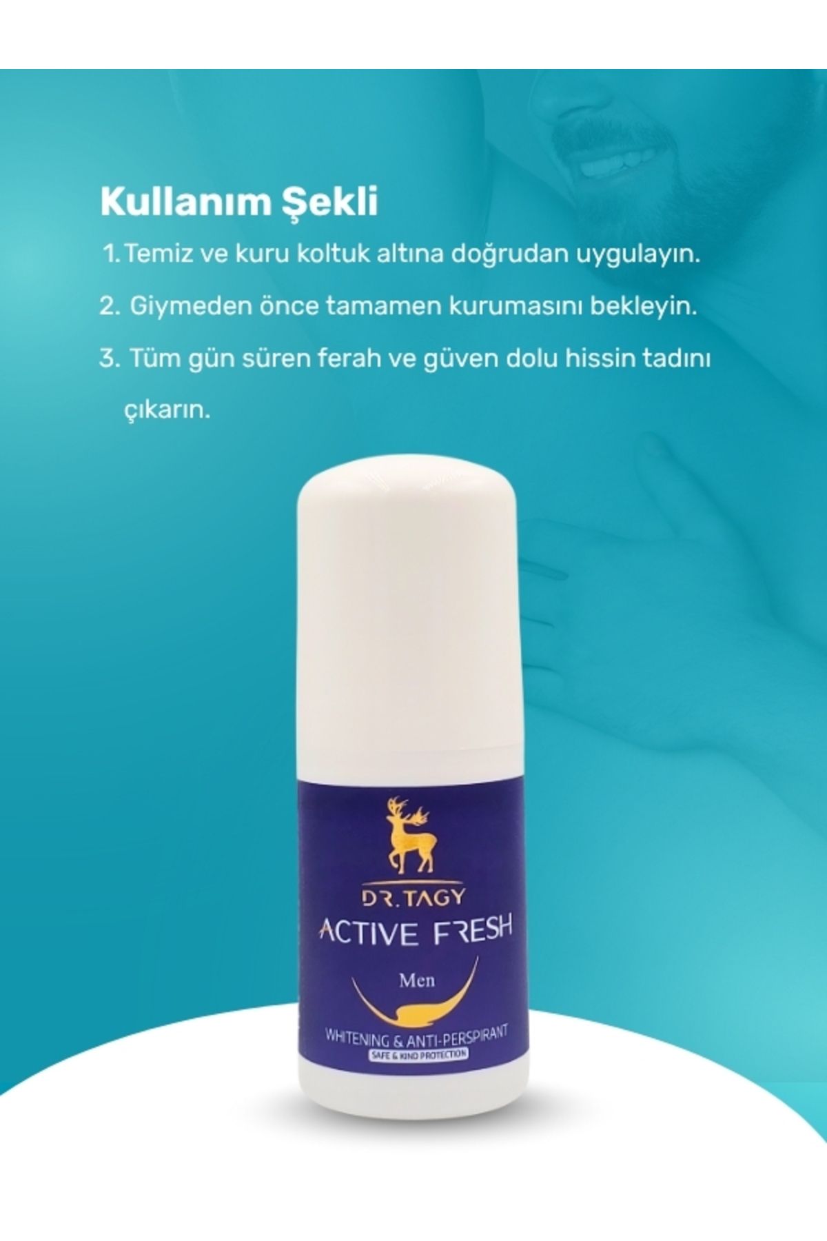 DR TAGY Doğal Roll On Erkek Deodorant Ter Kokusu Önleyici Bitkisel Leke Bırakmayan Vegan 50 ml