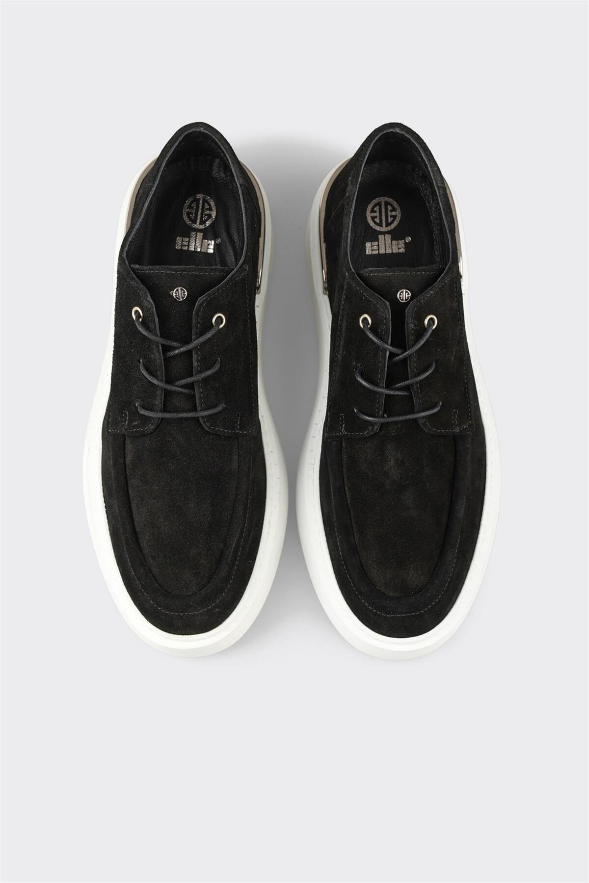 Elle  Siyah Deri Erkek Günlük Ayakkabı - Görsel 4