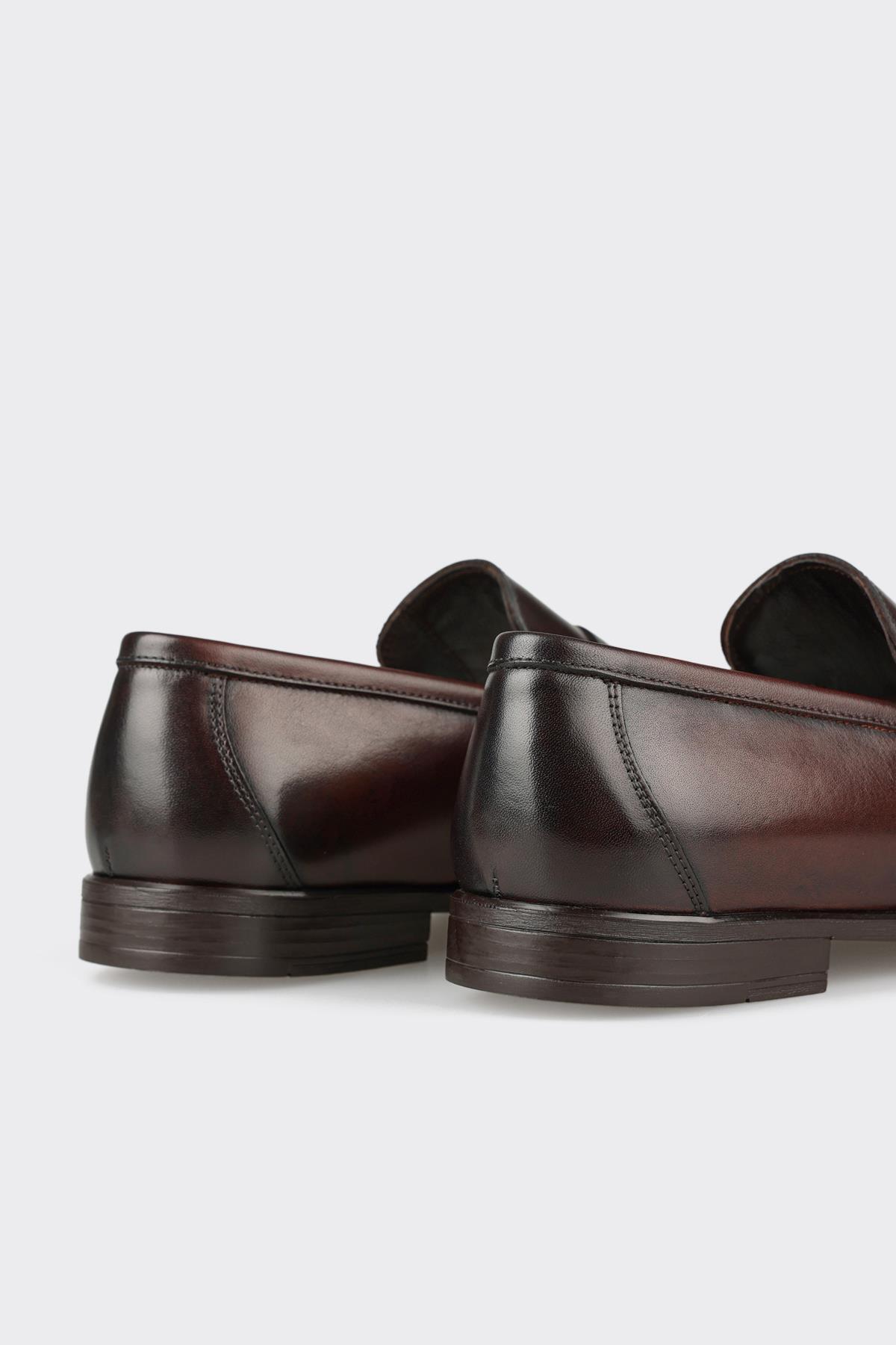 Elle  Kahve Deri Erkek Klasik Ayakkabı - Görsel 5