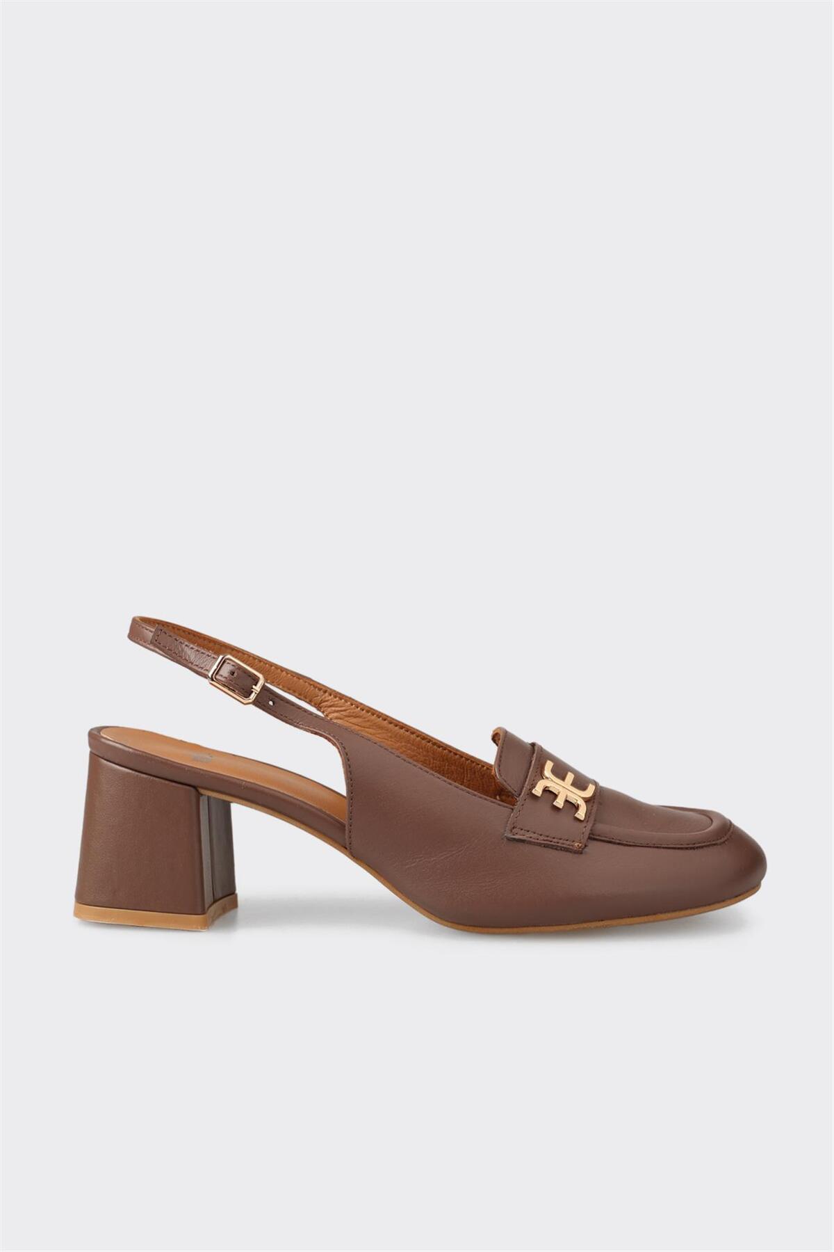 Brown Leather Women's High Heels