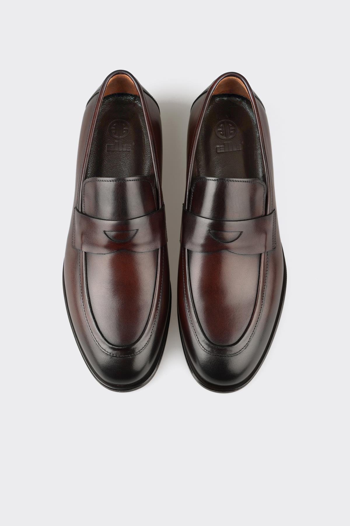 Elle  Kahve Deri Erkek Klasik Ayakkabı - Görsel 4