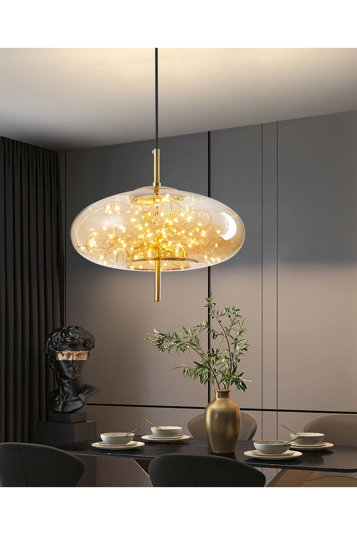 Apliqa Zuna 10 Watt 3000K Eskitme Bal Camlı Tekli Peri Led Sarkıt Avize