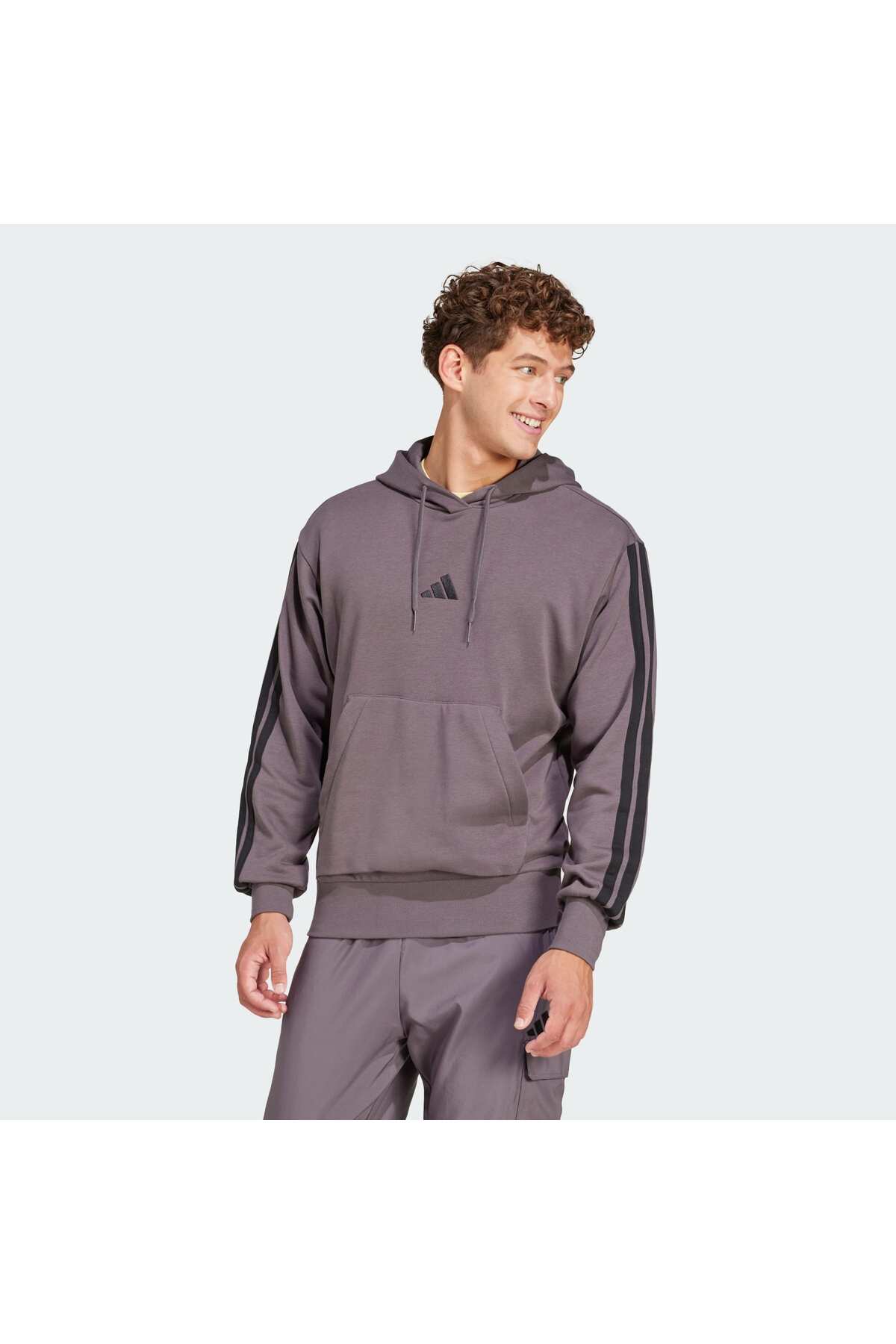 Essentials 3-stripes French Terry Kapüşonlu Üst