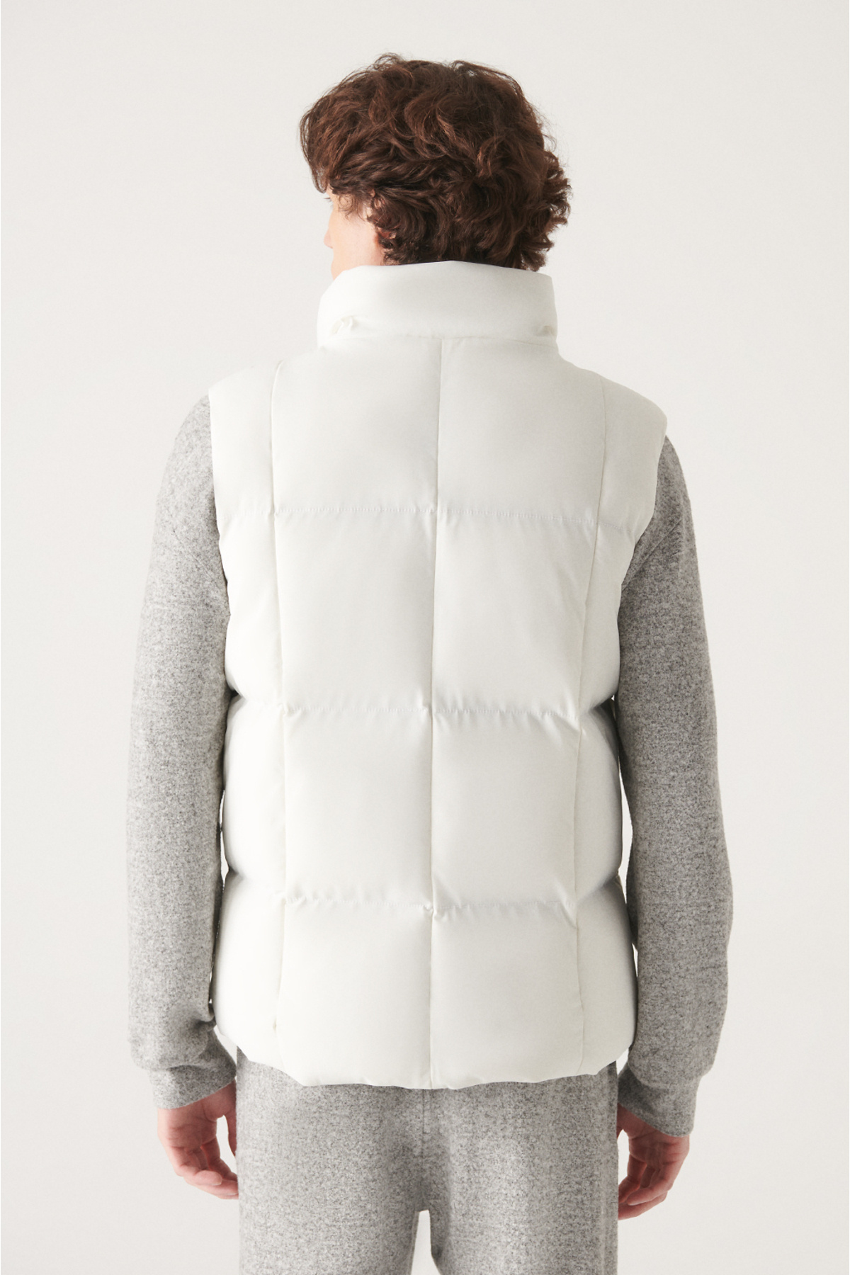 Avva-Men's White Goose Feather Water Repellent Windproof Puffer Vest A22Y6500 6