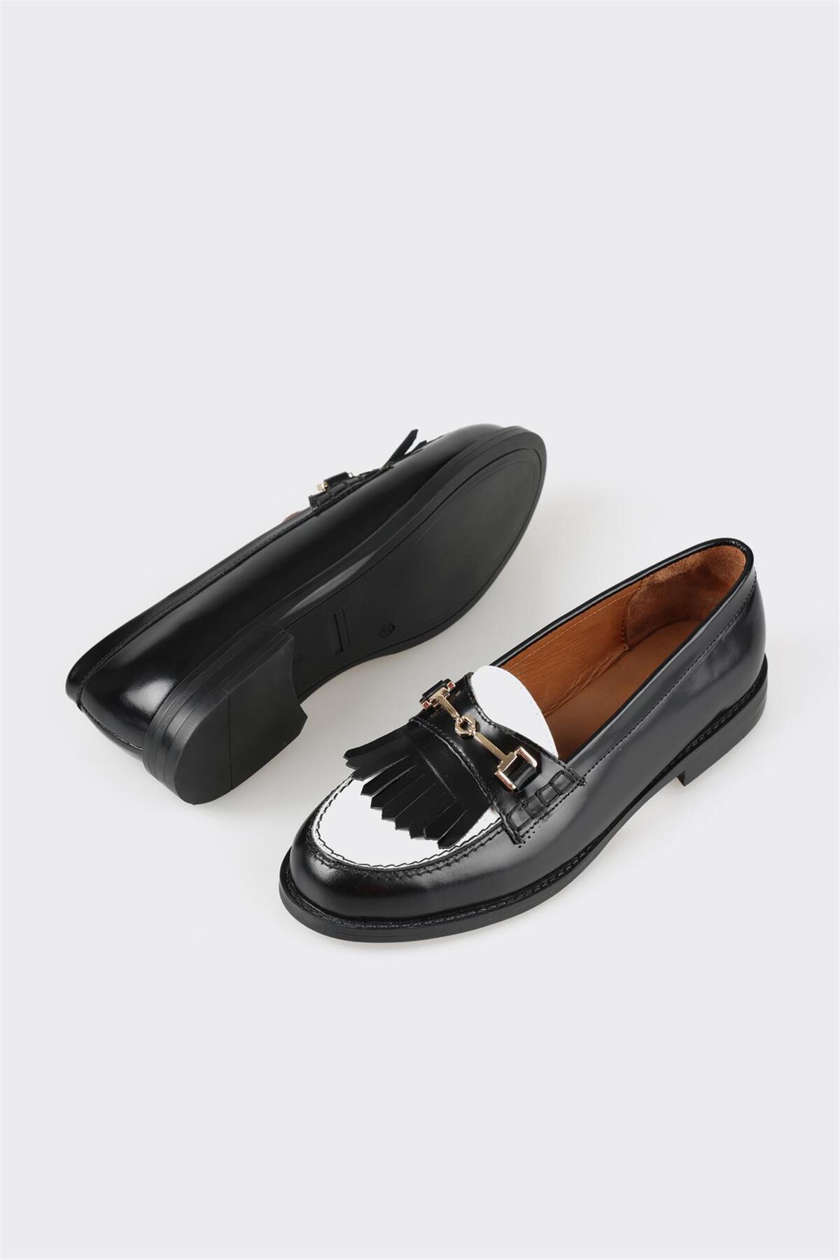 Elle Shoes Siyah Deri Kadın Loafer görsel 3