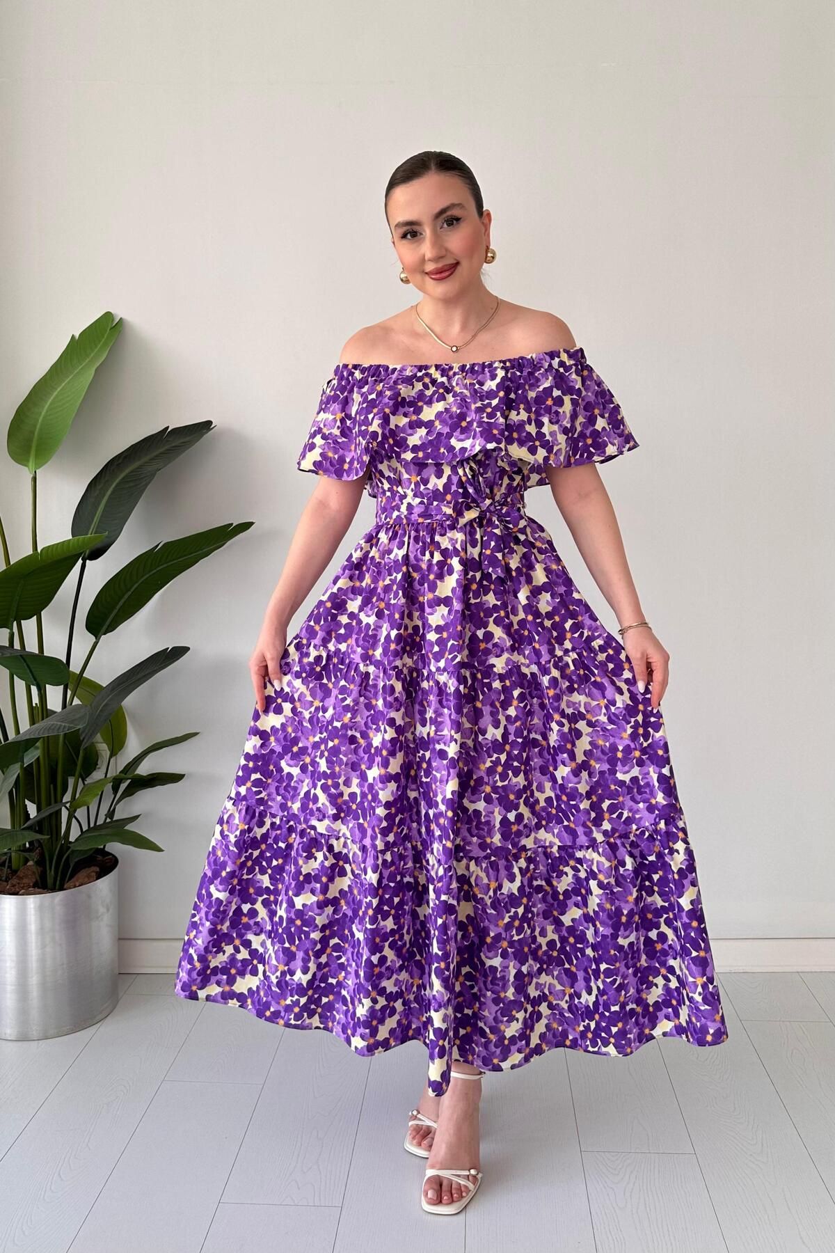 MaziButik Menekşe Madonna Elbise Mor