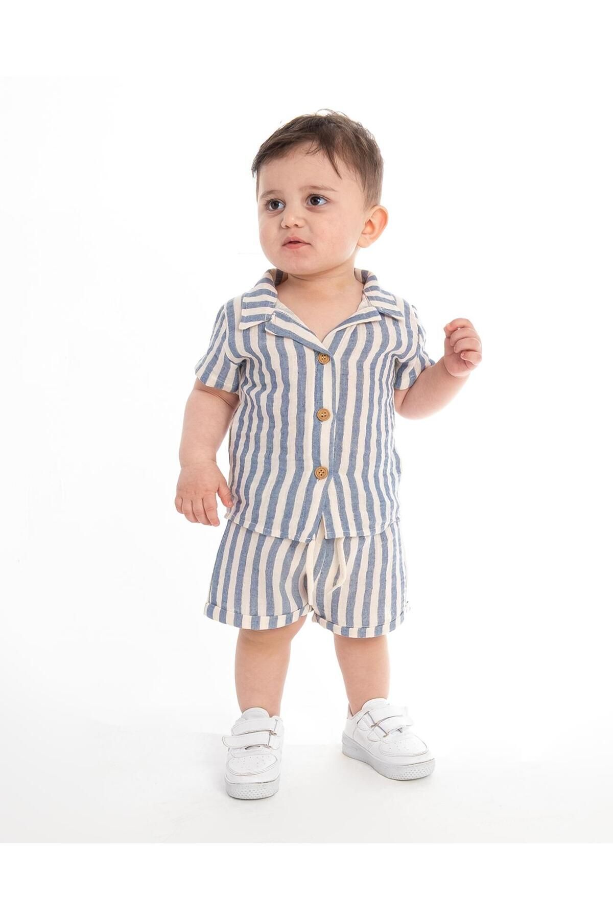 çojuxs ÇİZGİLİ GÖMLEK AYLIK ERKEK 2Lİ TAKIM bebek